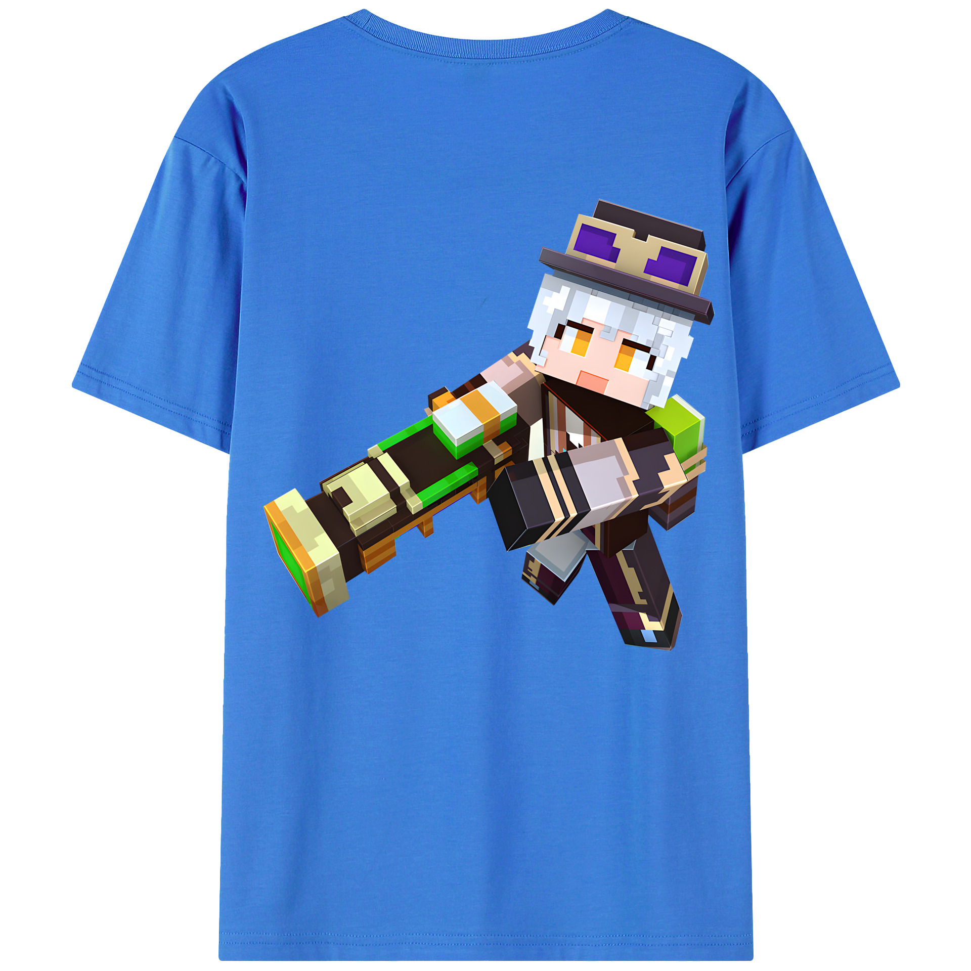 （画像用） マインクラフト ブロックの世界 Minecraft MC Block world 綿100％半袖Tシャツ（背面プリント）