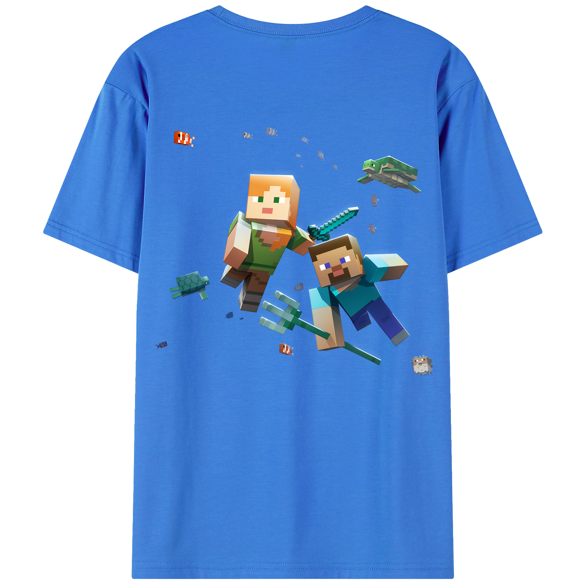 （画像用） マインクラフト ブロックの世界 Minecraft MC Block world 綿100％半袖Tシャツ（背面プリント）