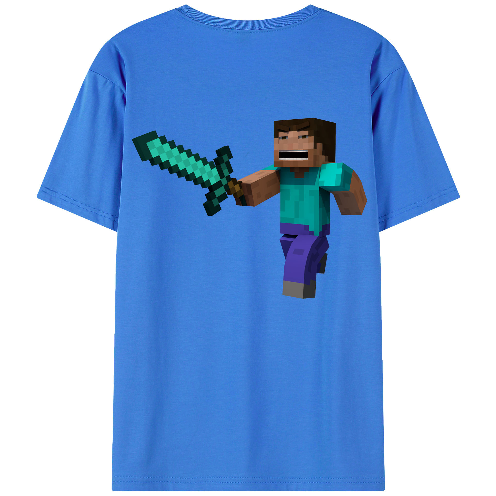 （画像用） マインクラフト ブロックの世界 Minecraft MC Block world 綿100％半袖Tシャツ（背面プリント）