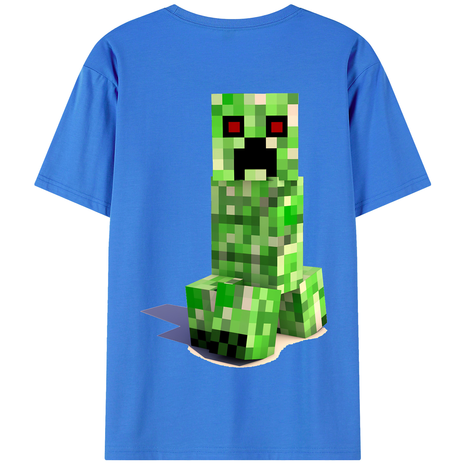 （画像用） マインクラフト ブロックの世界 Minecraft MC Block world 綿100％半袖Tシャツ（背面プリント）