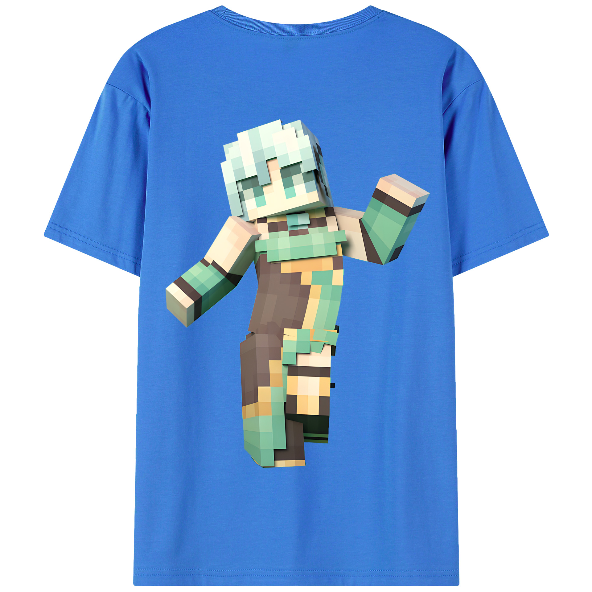 （画像用） マインクラフト ブロックの世界 Minecraft MC Block world 綿100％半袖Tシャツ（背面プリント）