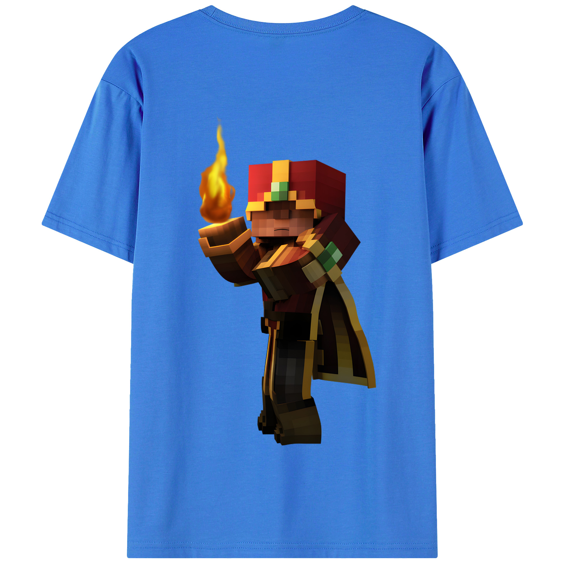 （画像用） マインクラフト ブロックの世界 Minecraft MC Block world 綿100％半袖Tシャツ（背面プリント）