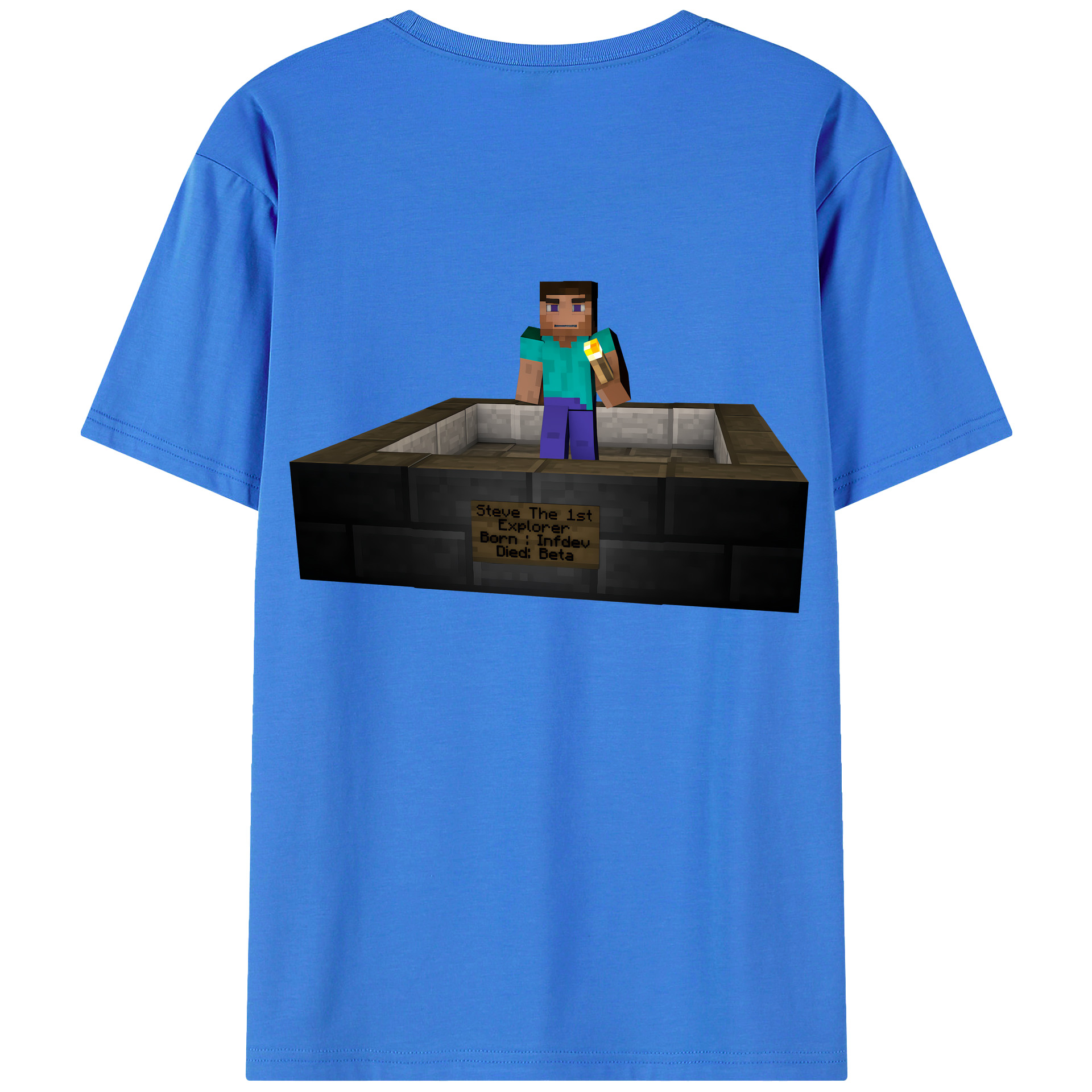 （画像用） マインクラフト ブロックの世界 Minecraft MC Block world 綿100％半袖Tシャツ（背面プリント）