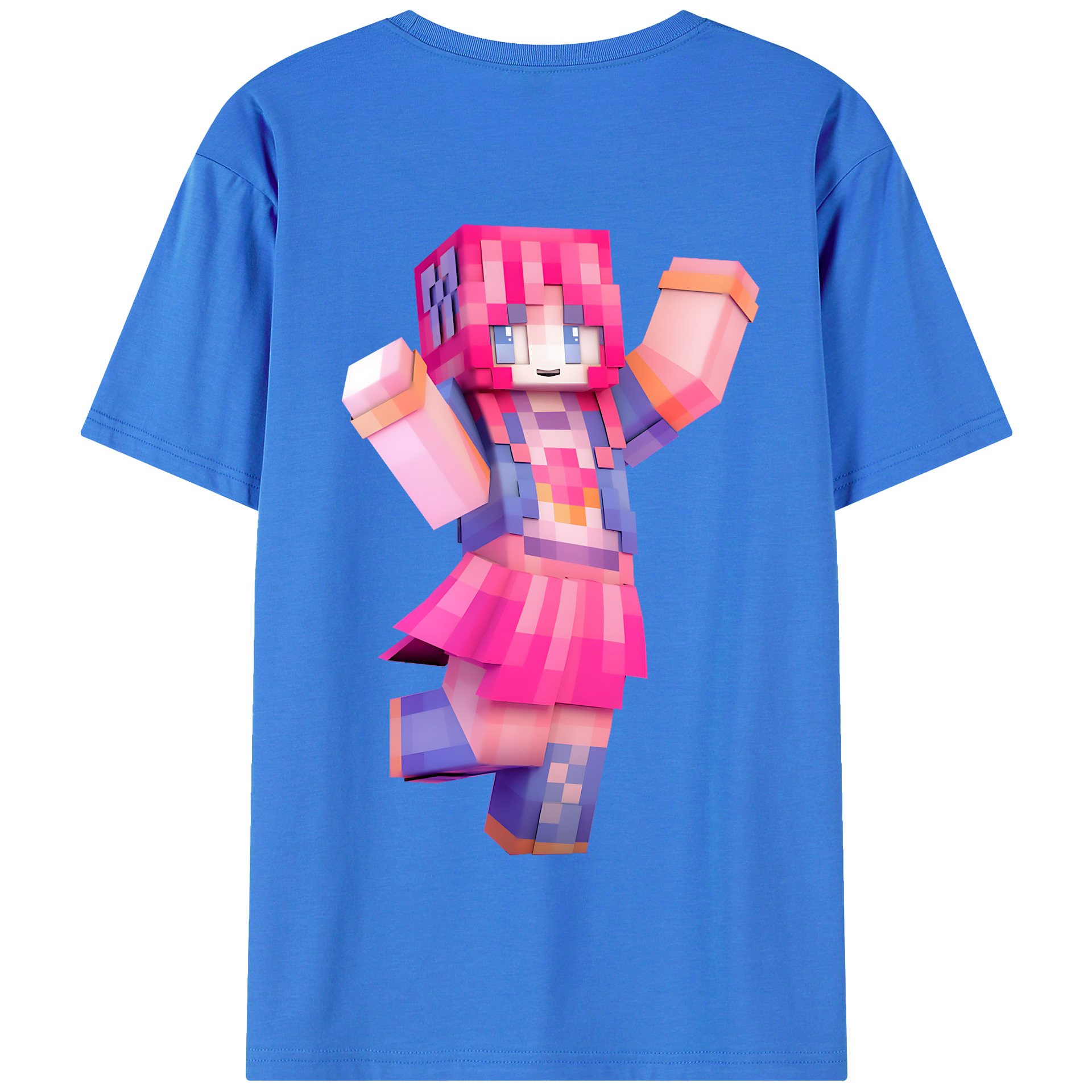 （画像用） マインクラフト ブロックの世界 Minecraft MC Block world 綿100％半袖Tシャツ（背面プリント）