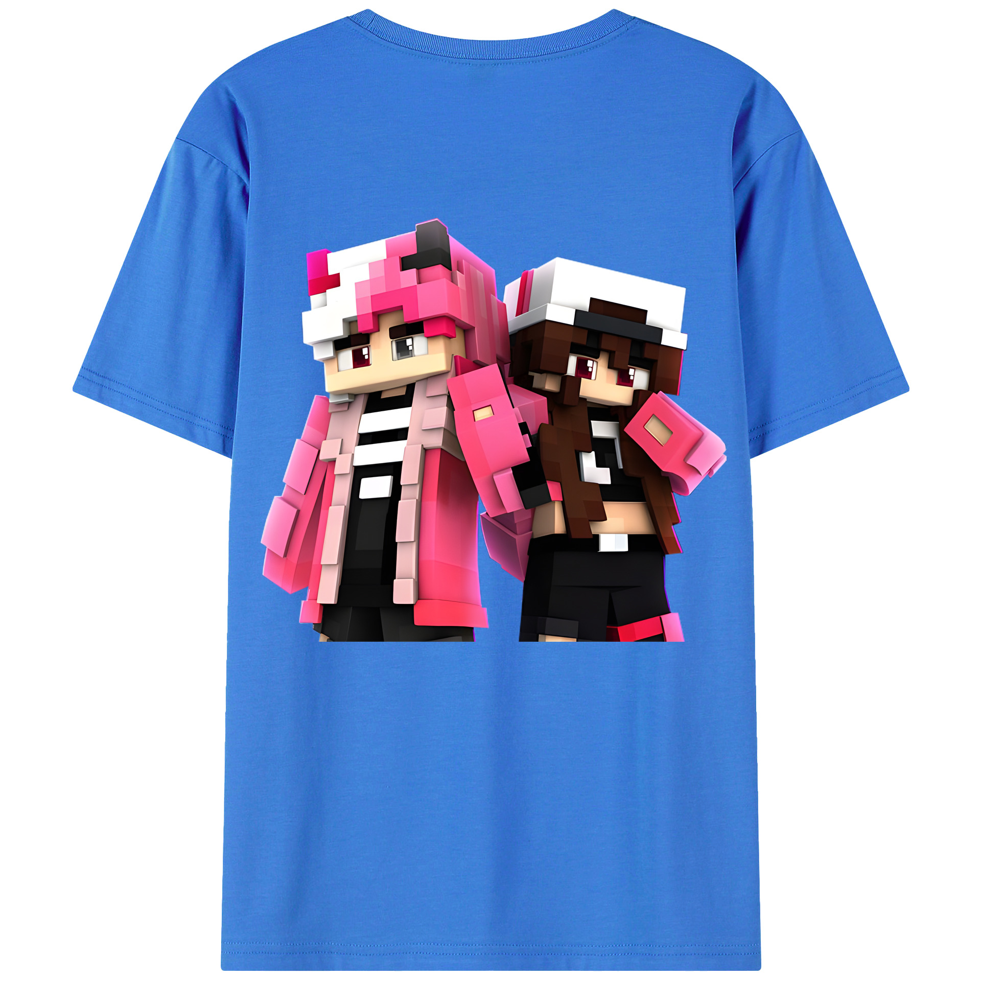 （画像用） マインクラフト ブロックの世界 Minecraft MC Block world 綿100％半袖Tシャツ（背面プリント）