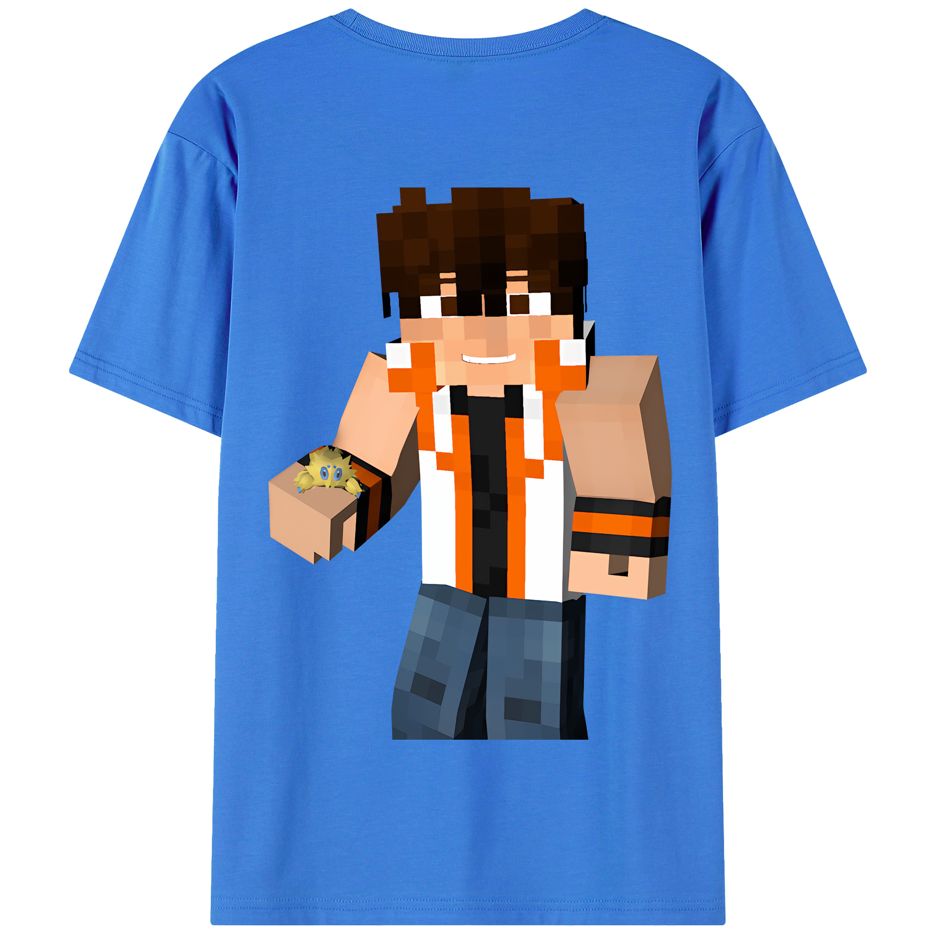 （画像用） マインクラフト ブロックの世界 Minecraft MC Block world 綿100％半袖Tシャツ（背面プリント）