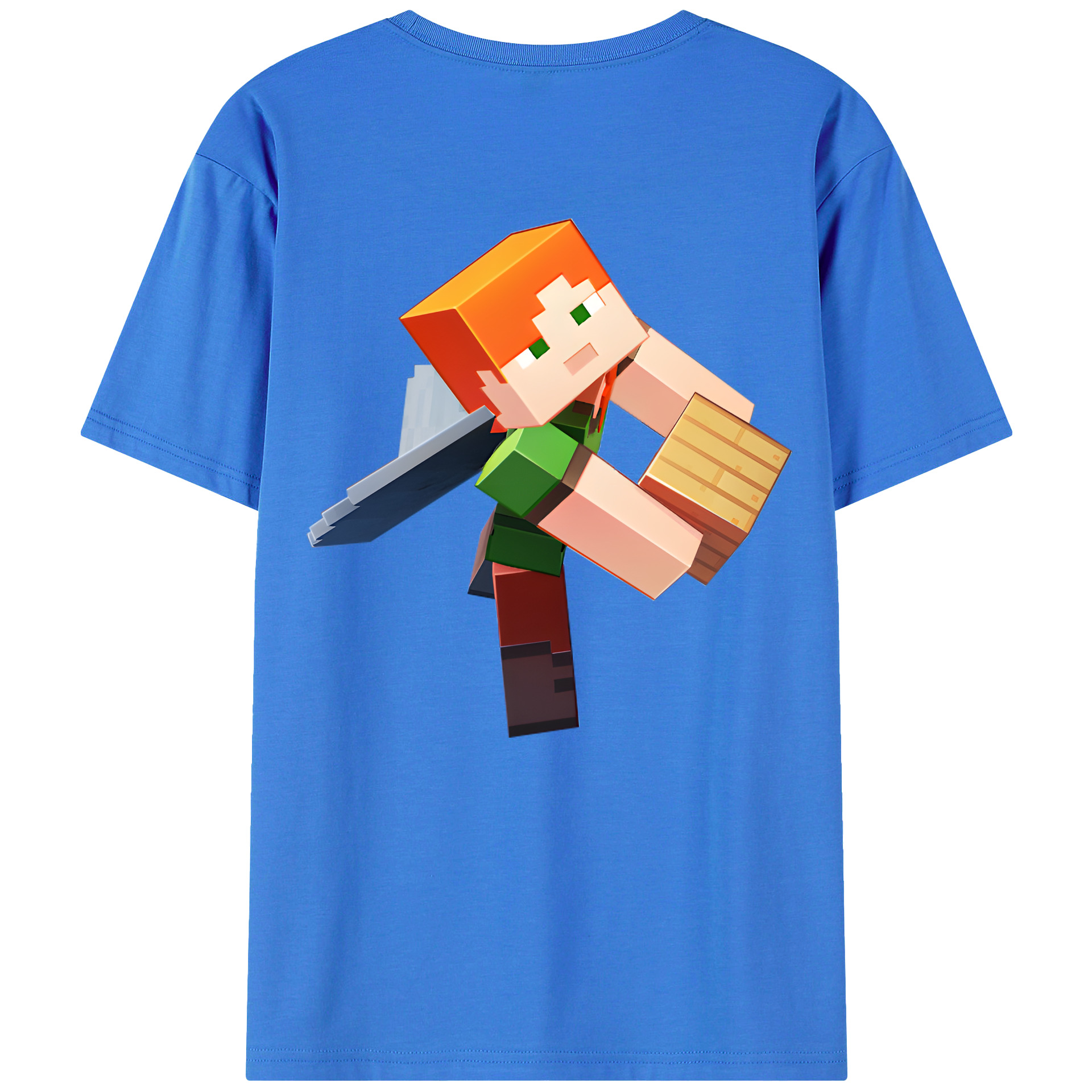 （画像用） マインクラフト ブロックの世界 Minecraft MC Block world 綿100％半袖Tシャツ（背面プリント）