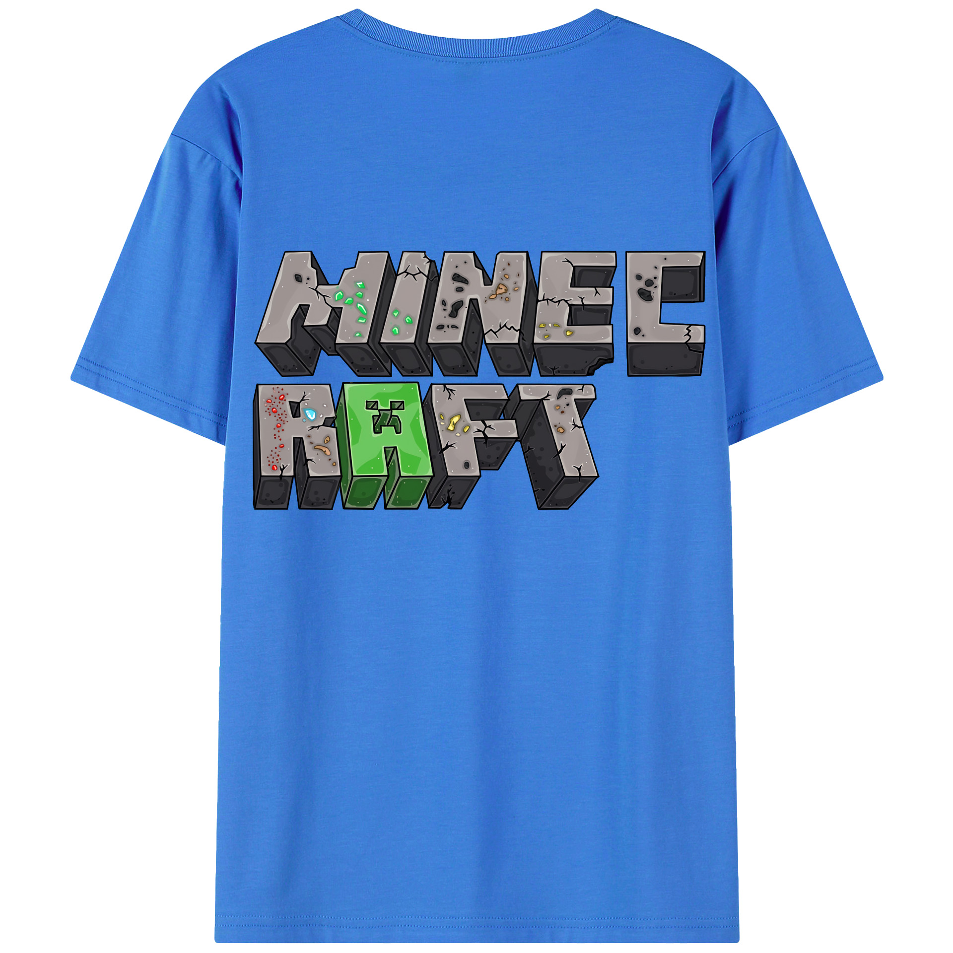 （画像用） マインクラフト ブロックの世界 Minecraft MC Block world 綿100％半袖Tシャツ（背面プリント）
