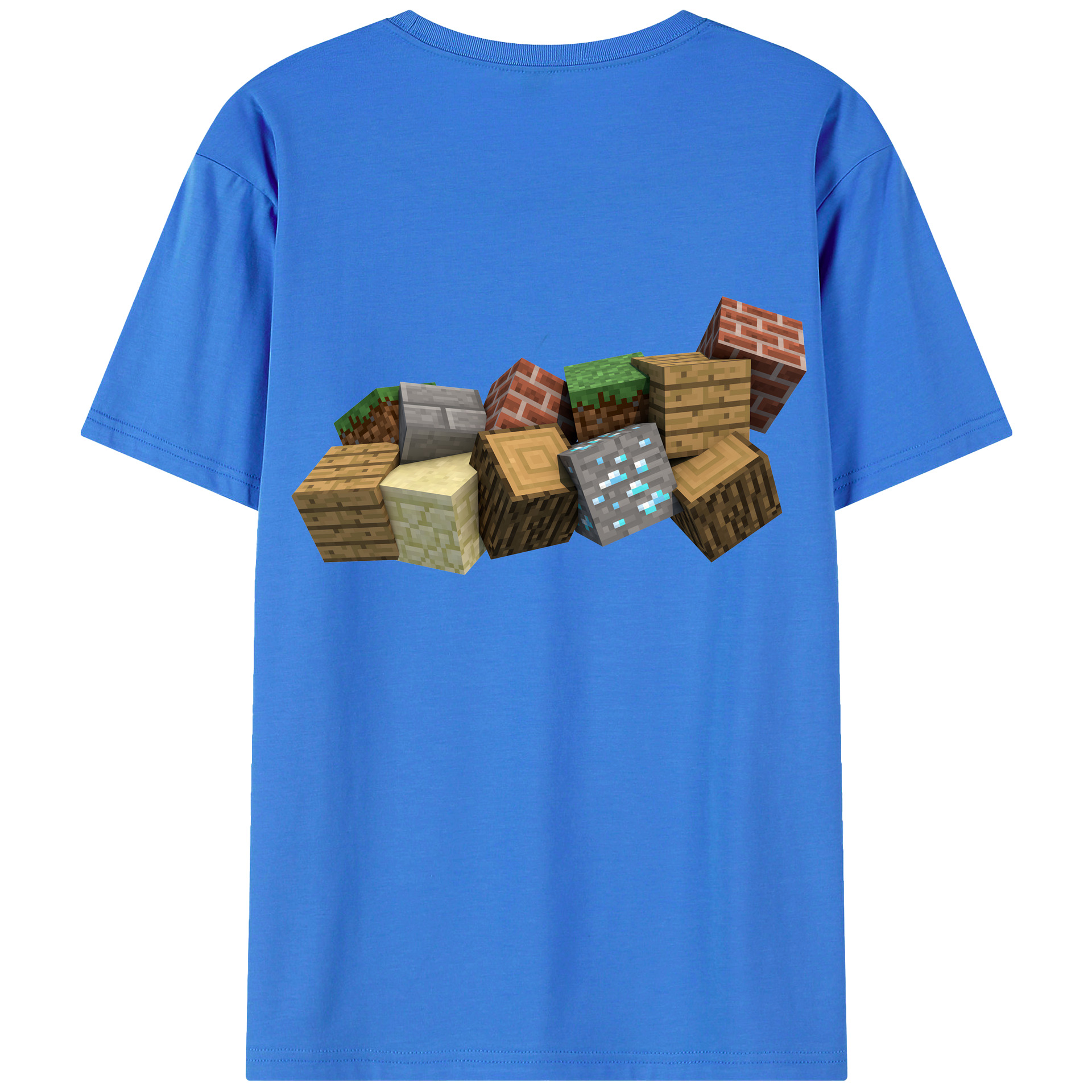 （画像用） マインクラフト ブロックの世界 Minecraft MC Block world 綿100％半袖Tシャツ（背面プリント）