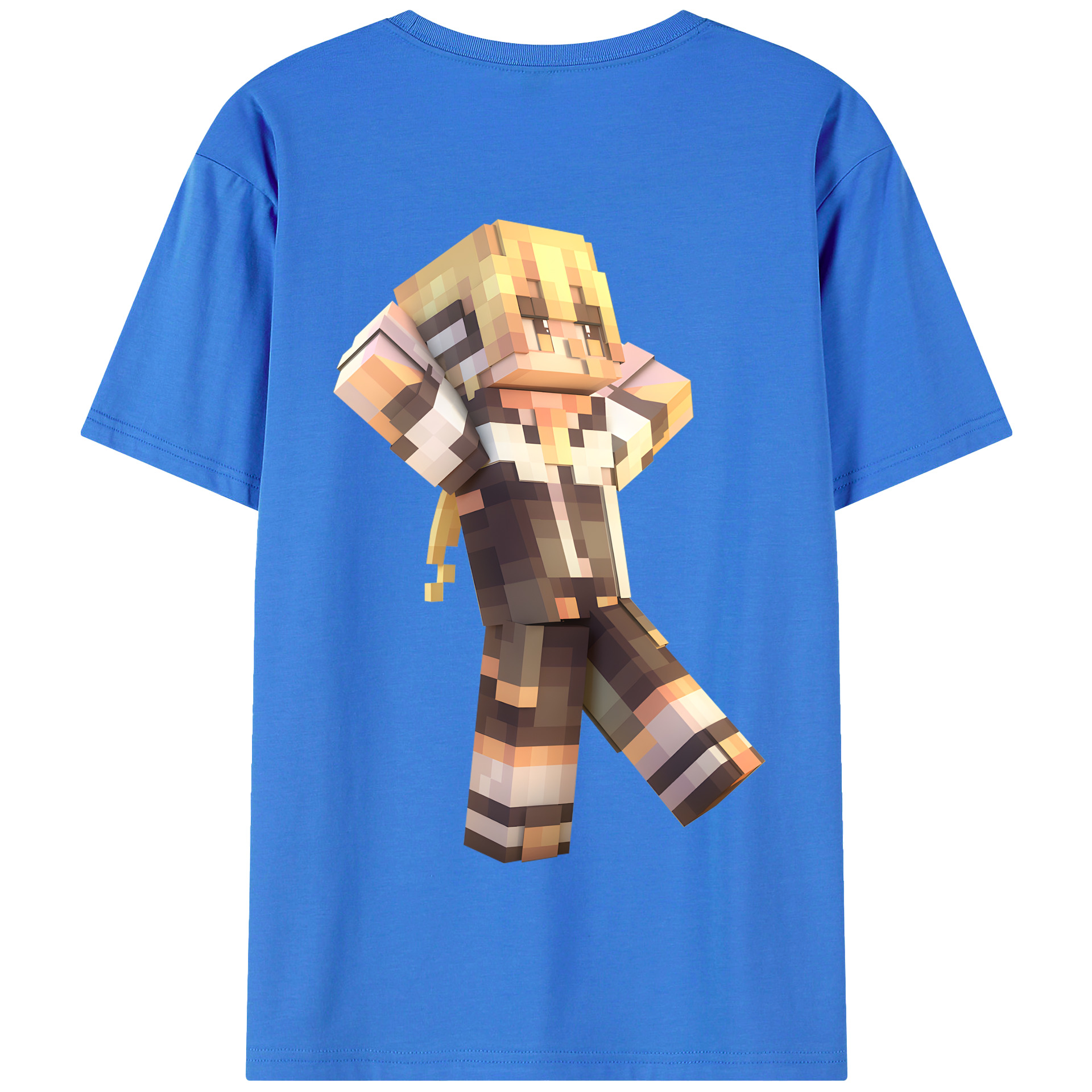 （画像用） マインクラフト ブロックの世界 Minecraft MC Block world 綿100％半袖Tシャツ（背面プリント）