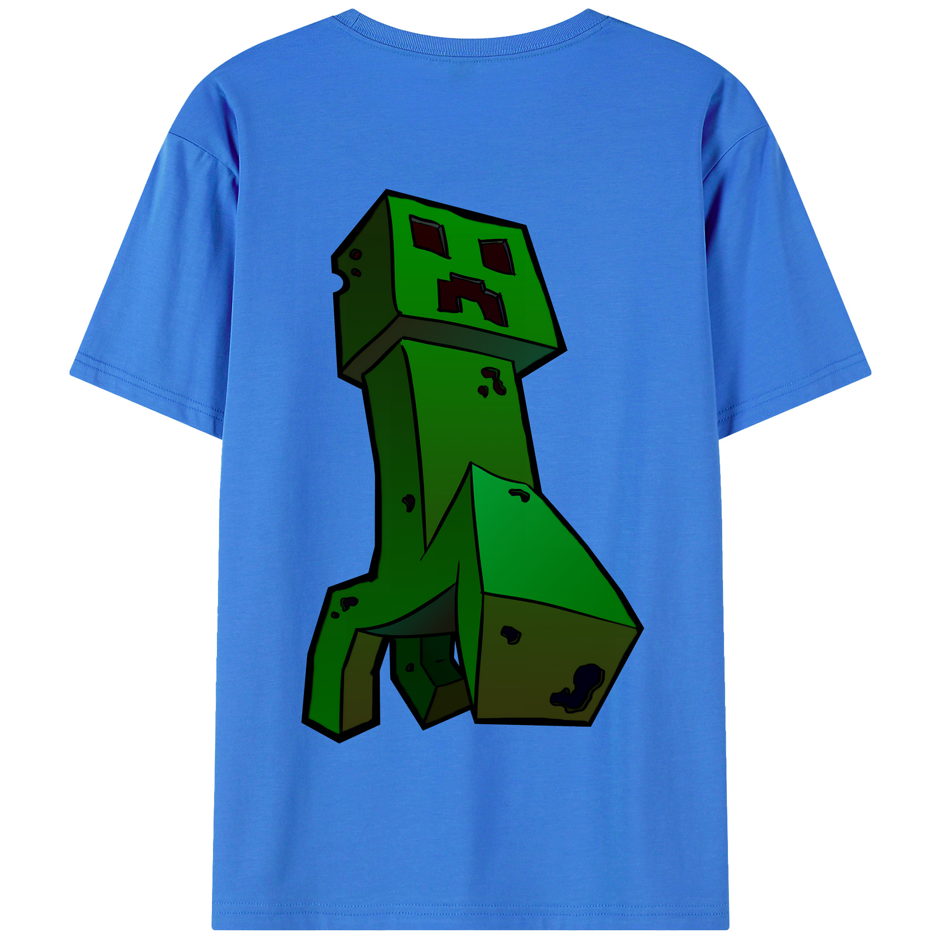 （画像用） マインクラフト ブロックの世界 Minecraft MC Block world 綿100％半袖Tシャツ（背面プリント）