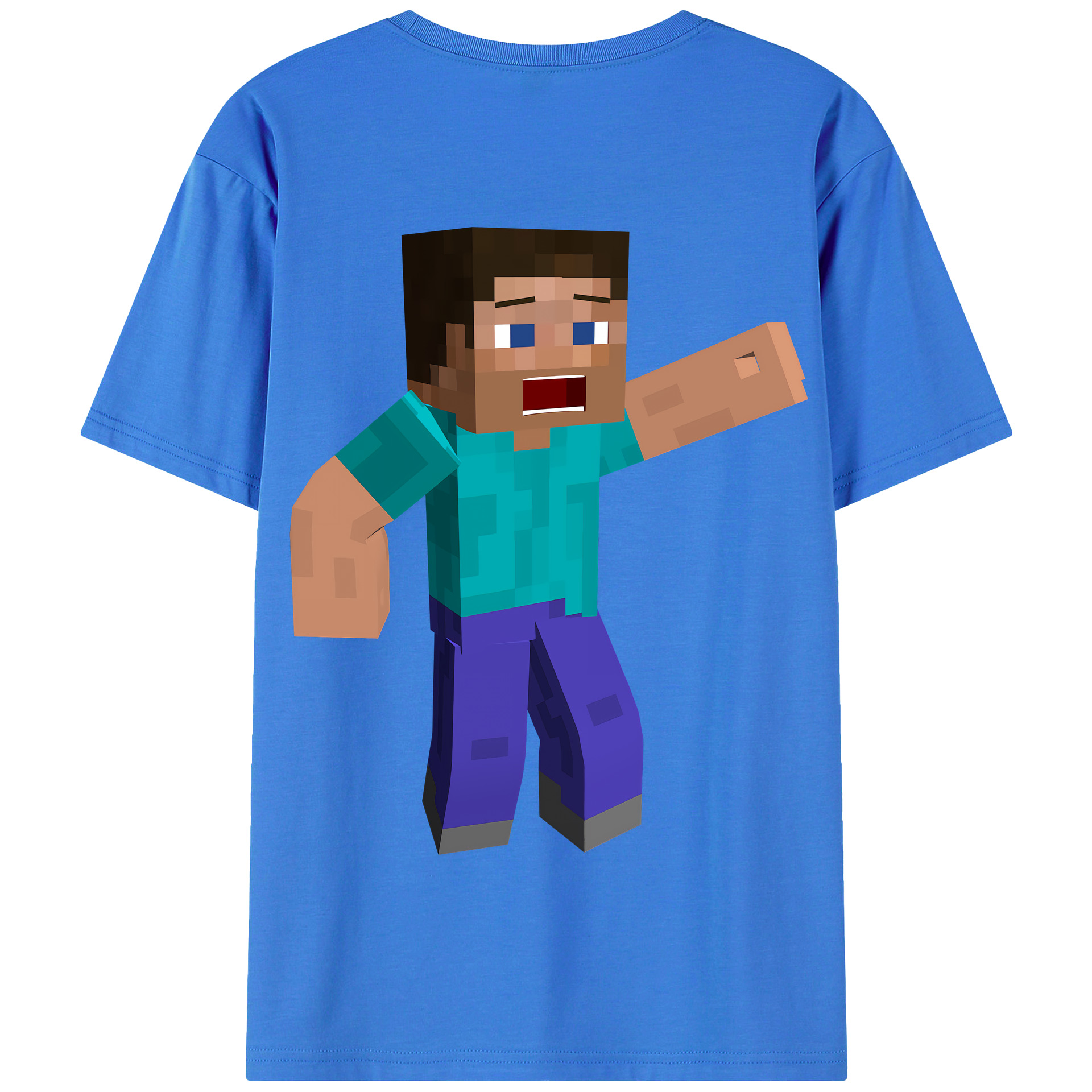 （画像用） マインクラフト ブロックの世界 Minecraft MC Block world 綿100％半袖Tシャツ（背面プリント）