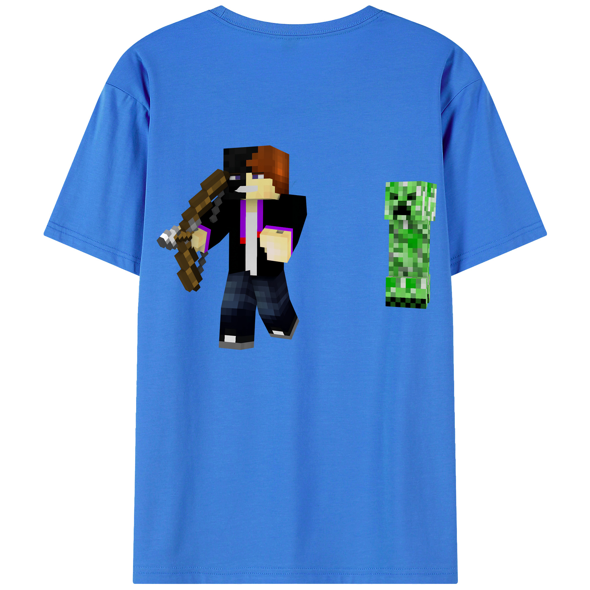 （画像用） マインクラフト ブロックの世界 Minecraft MC Block world 綿100％半袖Tシャツ（背面プリント）