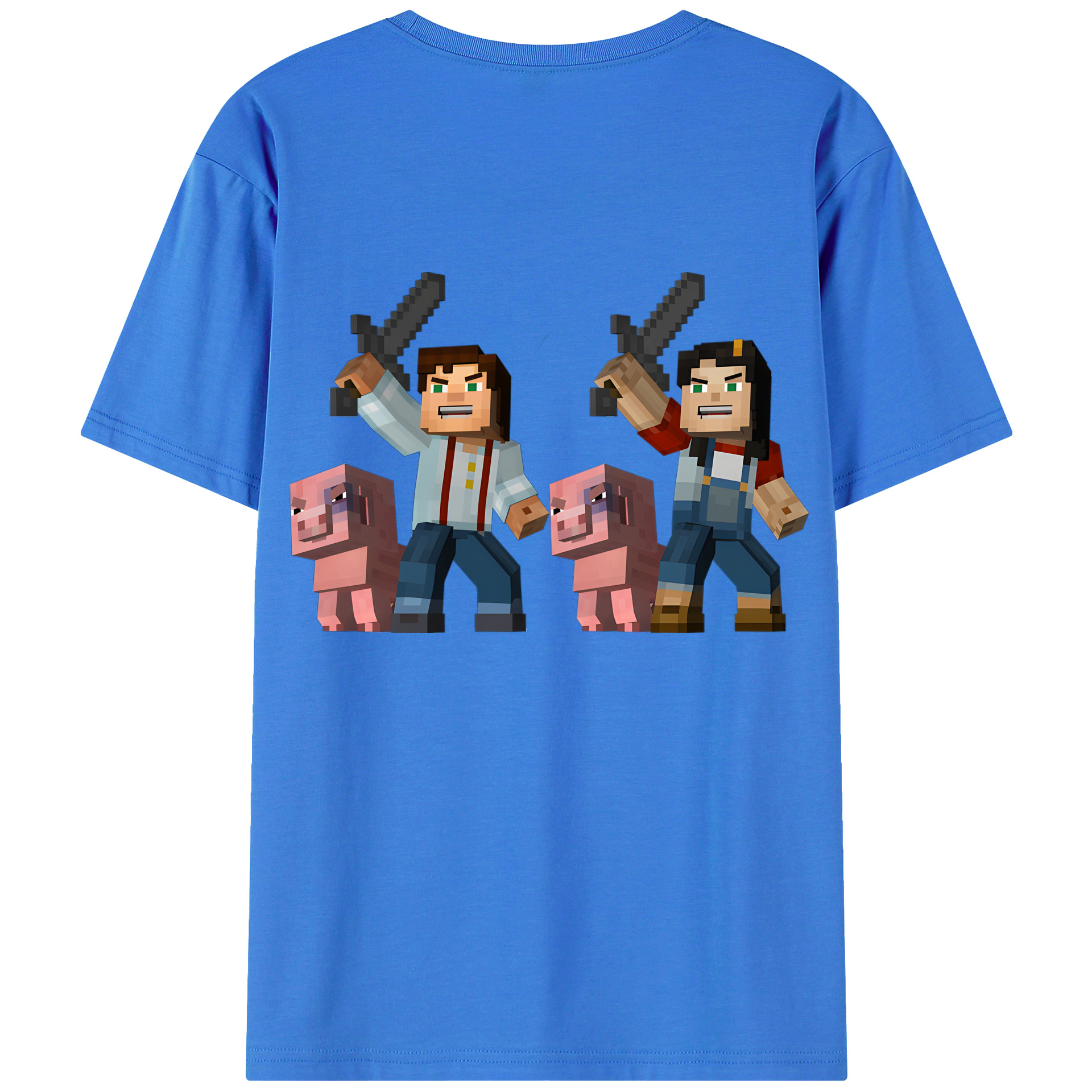 （画像用） マインクラフト ブロックの世界 Minecraft MC Block world 綿100％半袖Tシャツ（背面プリント）