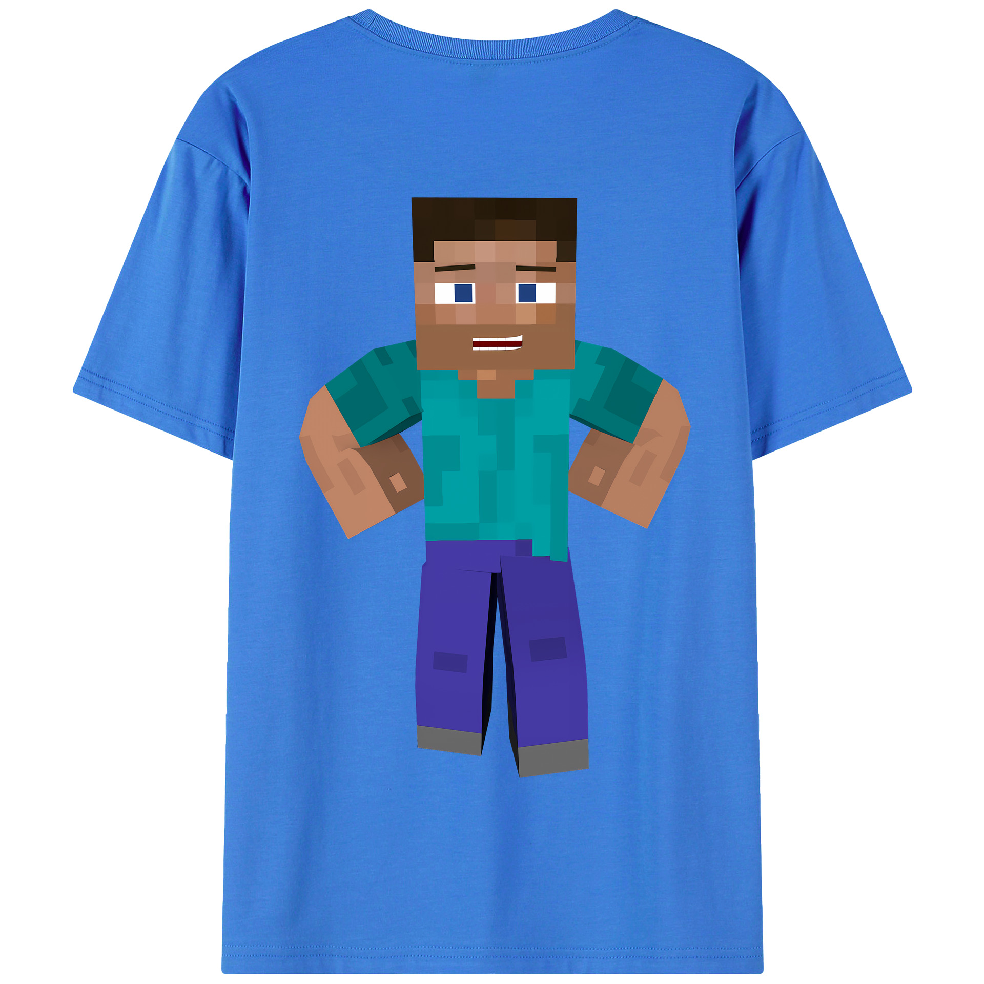 （画像用） マインクラフト ブロックの世界 Minecraft MC Block world 綿100％半袖Tシャツ（背面プリント）