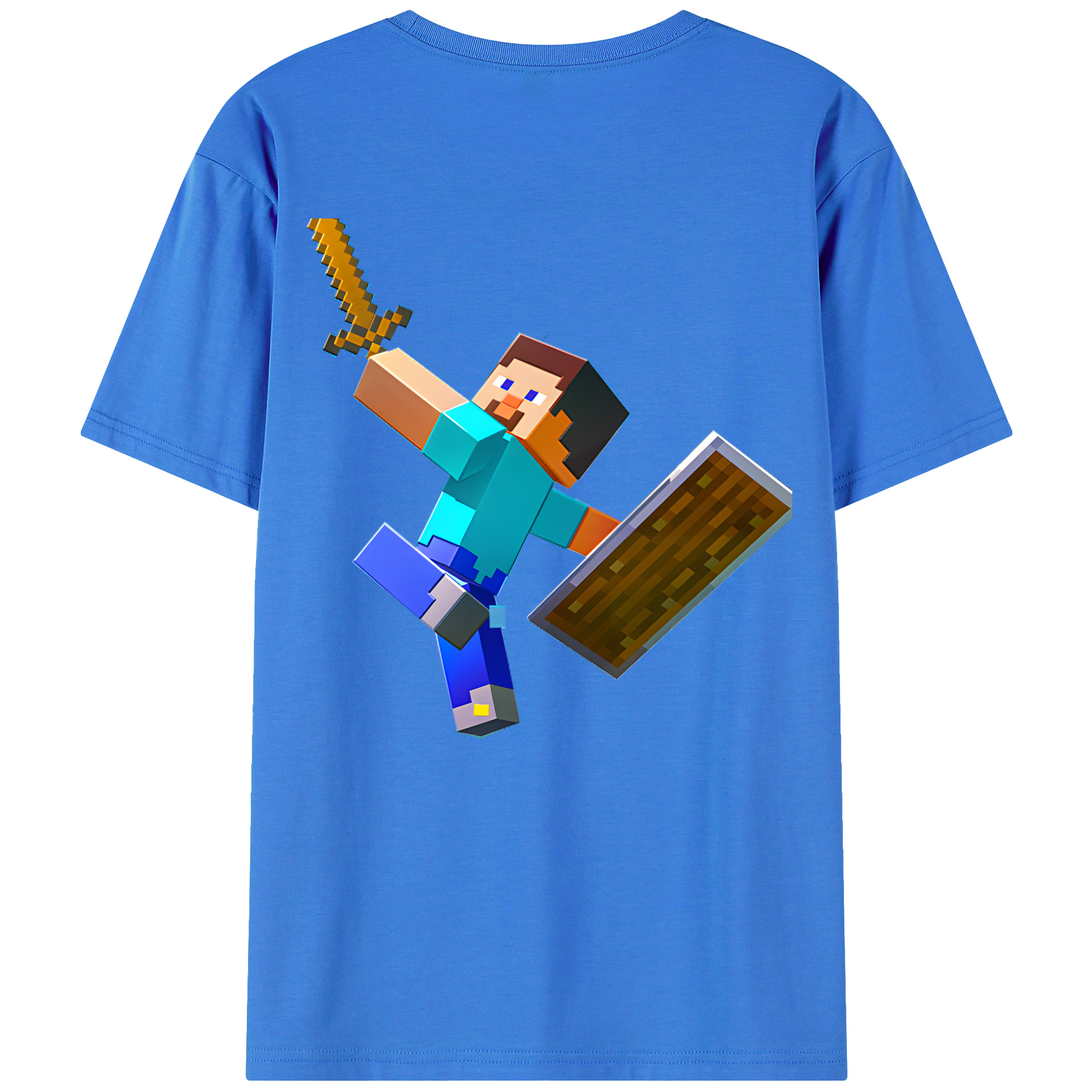 （画像用） マインクラフト ブロックの世界 Minecraft MC Block world 綿100％半袖Tシャツ（背面プリント）