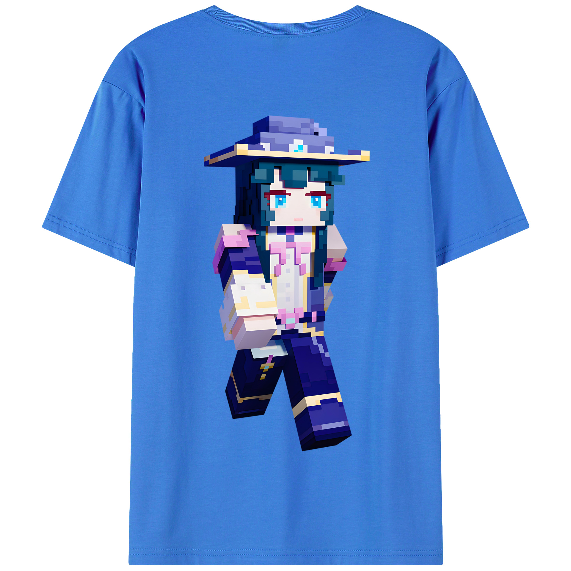 （画像用） マインクラフト ブロックの世界 Minecraft MC Block world 綿100％半袖Tシャツ（背面プリント）