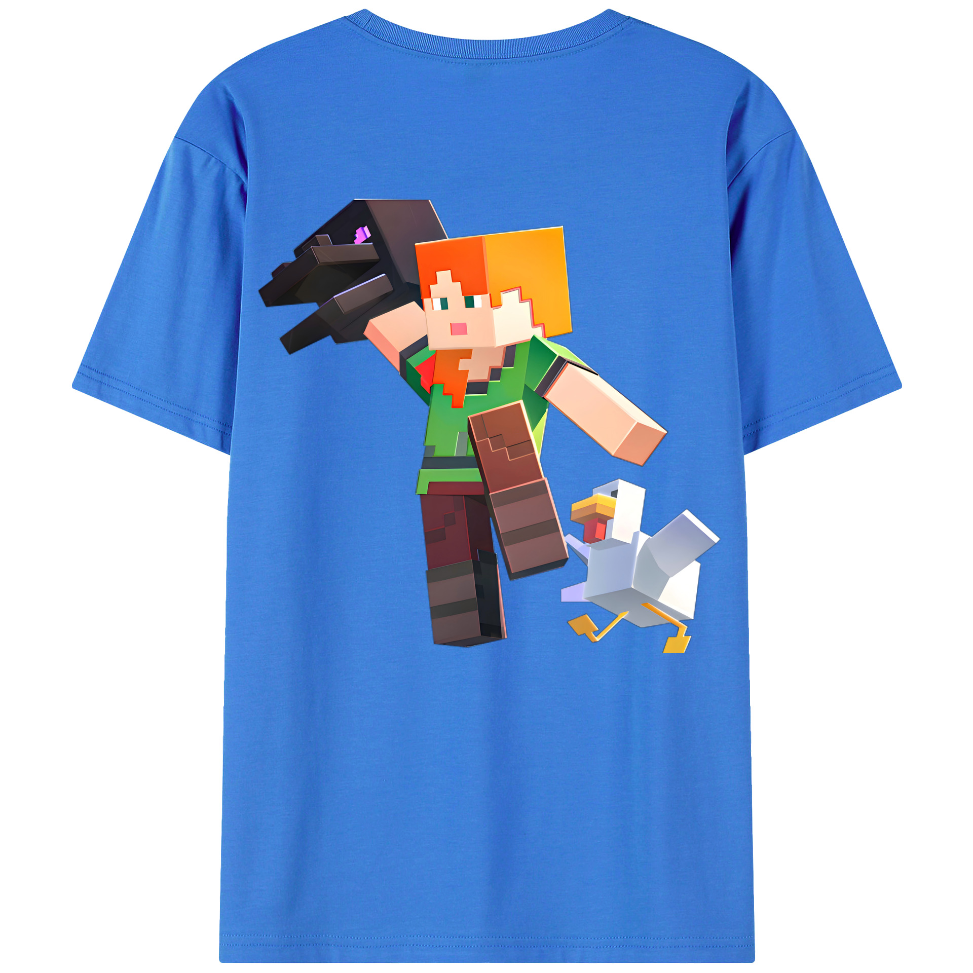 （画像用） マインクラフト ブロックの世界 Minecraft MC Block world 綿100％半袖Tシャツ（背面プリント）