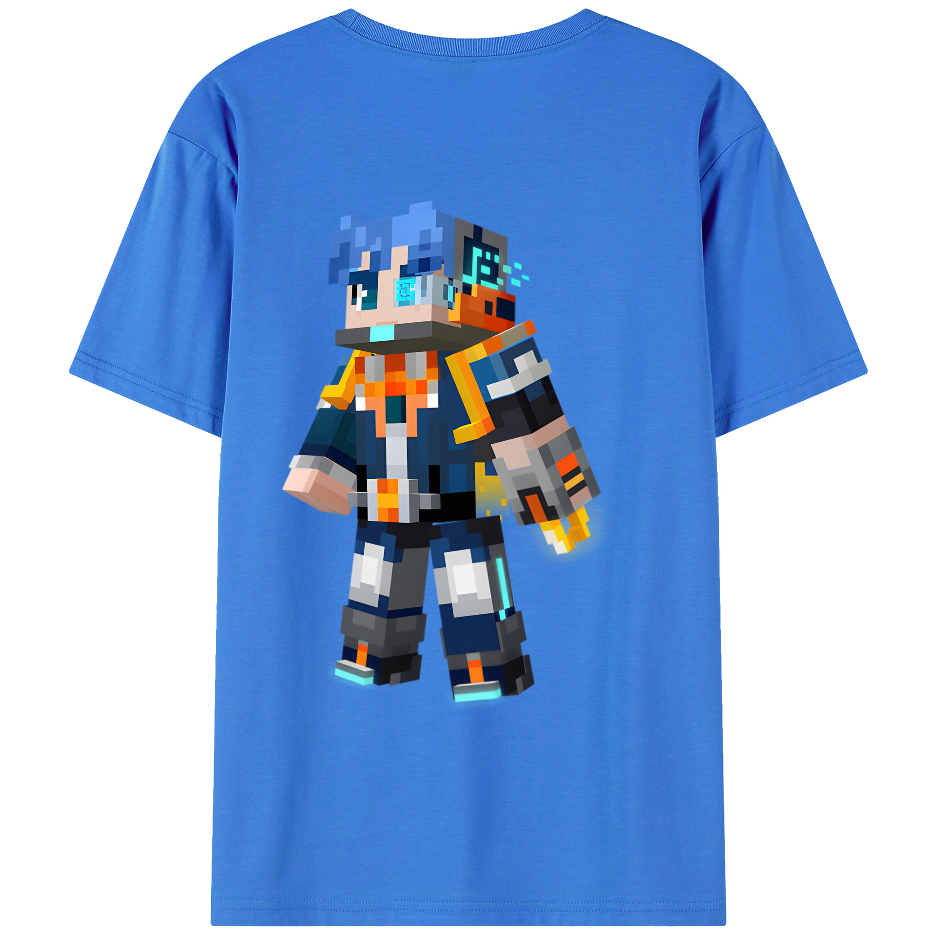 （画像用） マインクラフト ブロックの世界 Minecraft MC Block world 綿100％半袖Tシャツ（背面プリント）