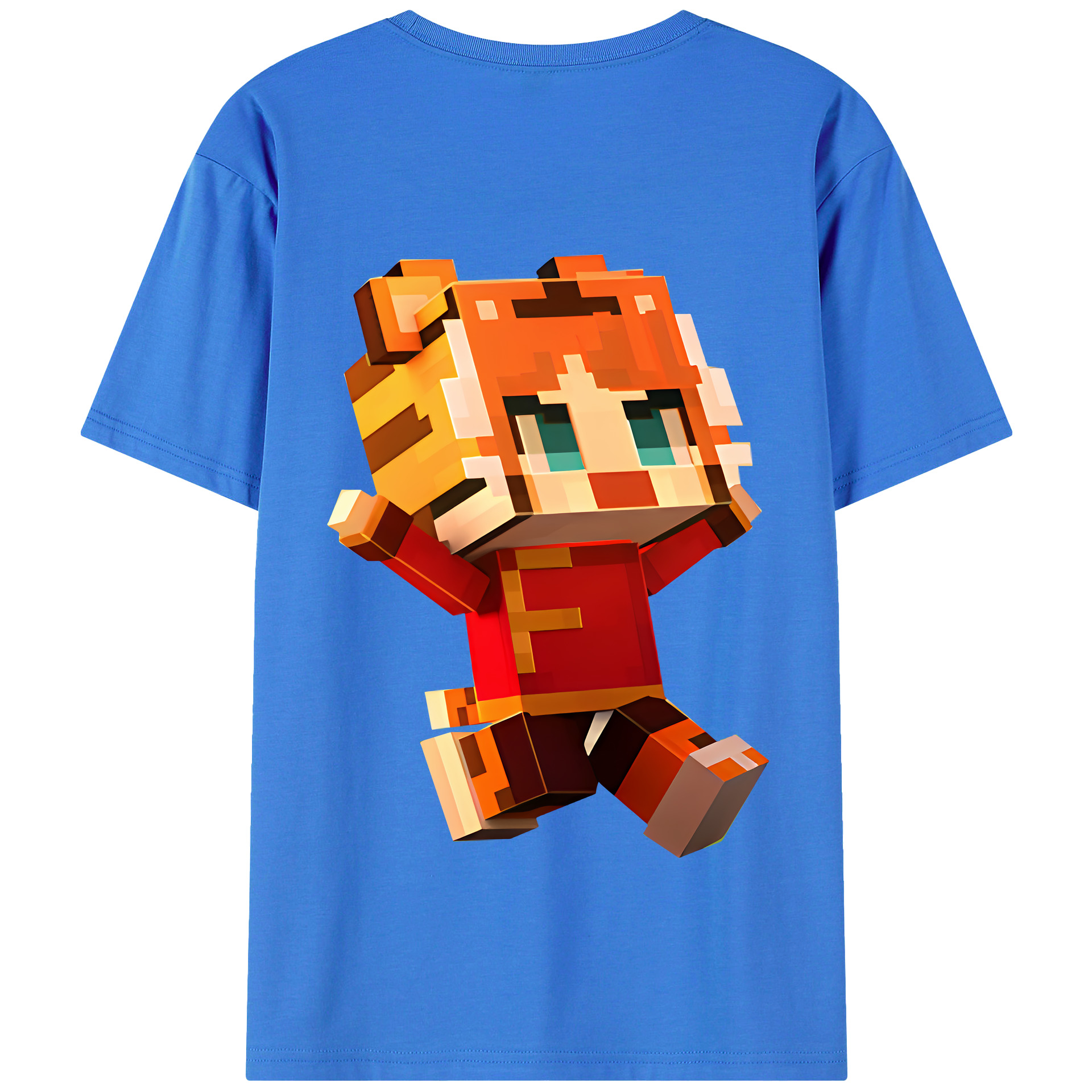 （画像用） マインクラフト ブロックの世界 Minecraft MC Block world 綿100％半袖Tシャツ（背面プリント）