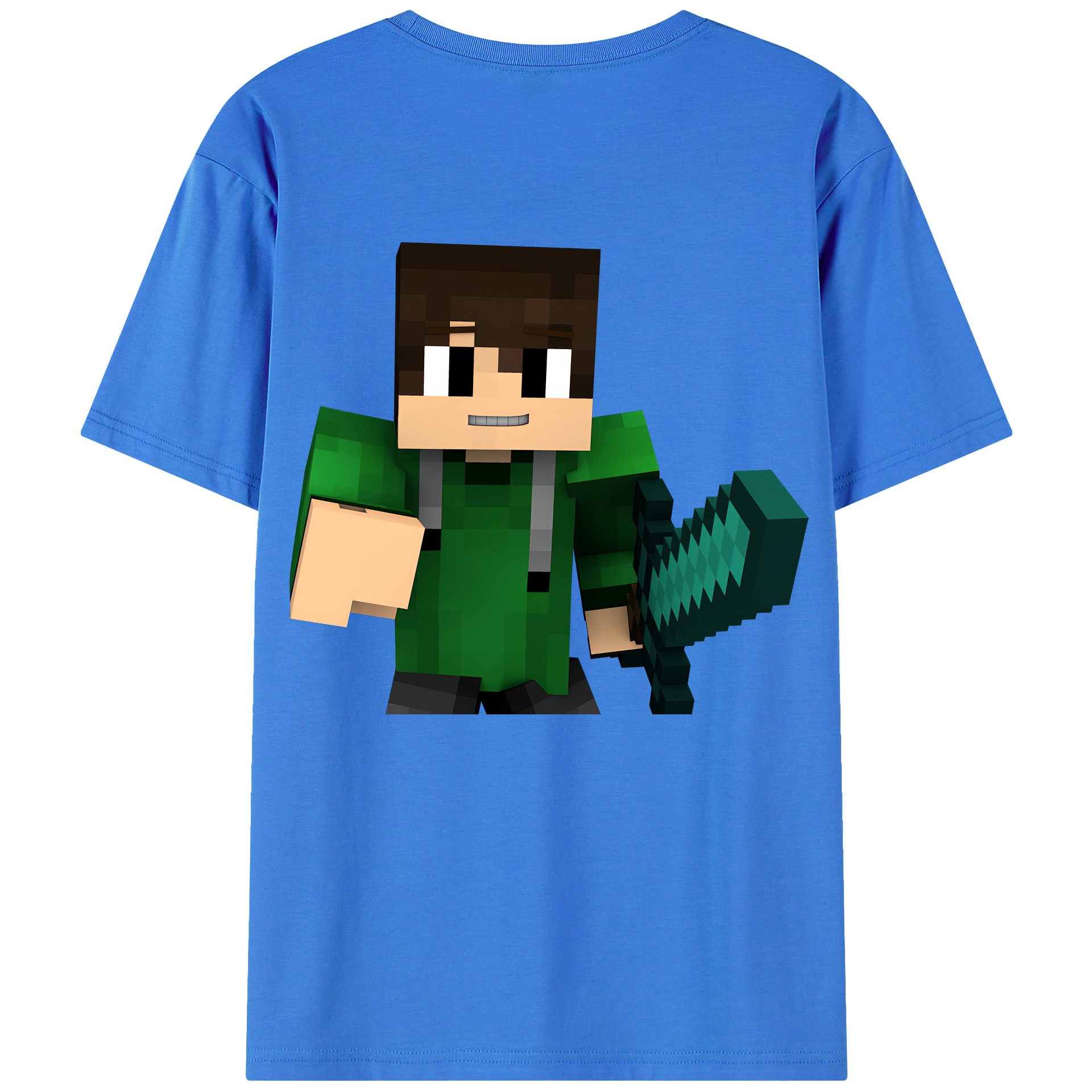 （画像用） マインクラフト ブロックの世界 Minecraft MC Block world 綿100％半袖Tシャツ（背面プリント）