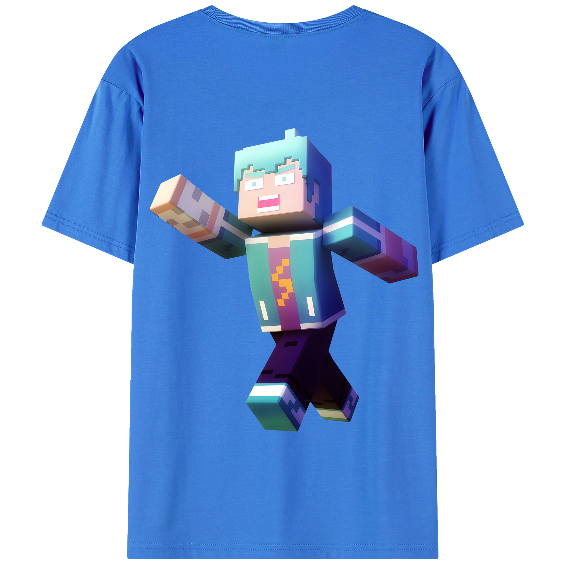 （画像用） マインクラフト ブロックの世界 Minecraft MC Block world 綿100％半袖Tシャツ（背面プリント）