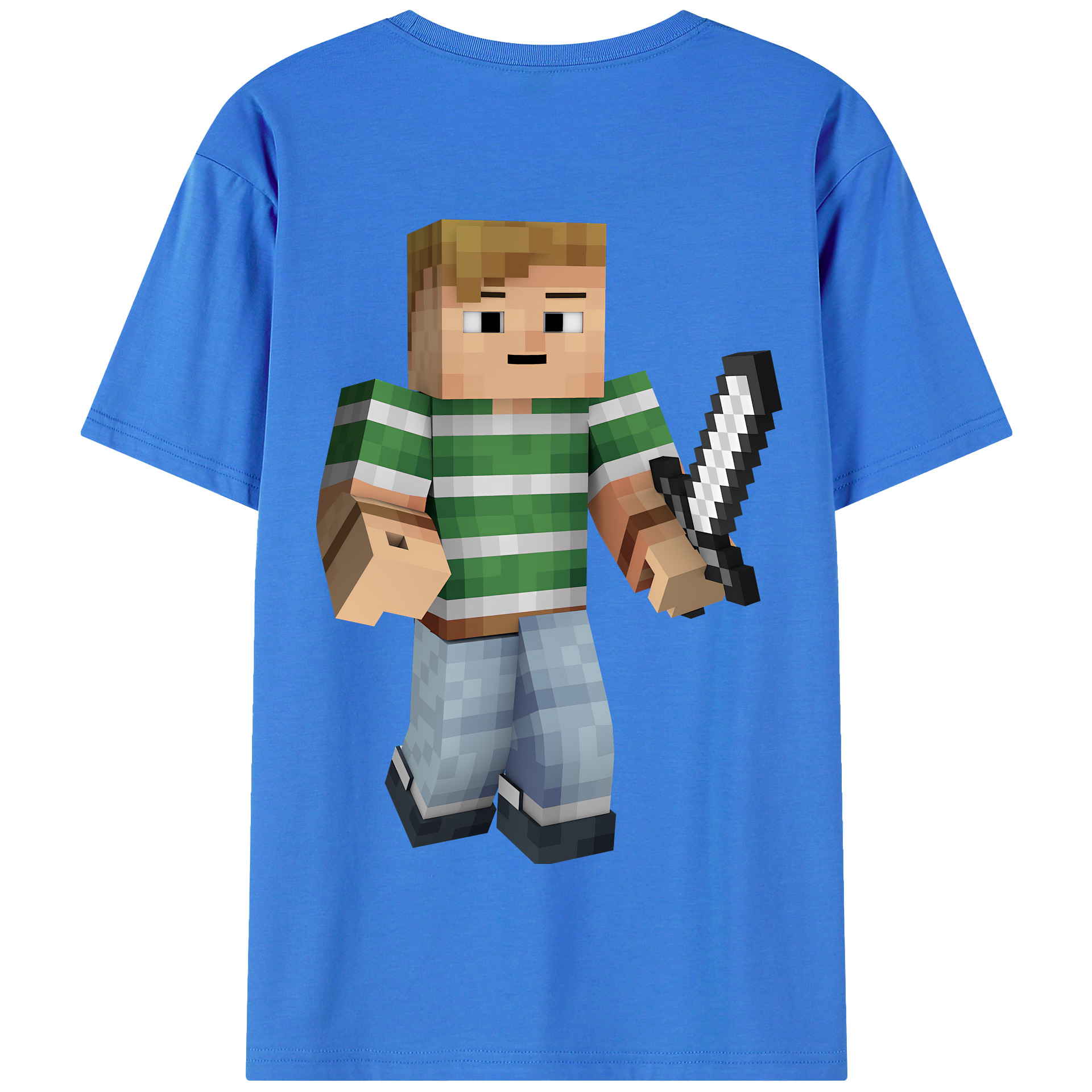 （画像用） マインクラフト ブロックの世界 Minecraft MC Block world 綿100％半袖Tシャツ（背面プリント）