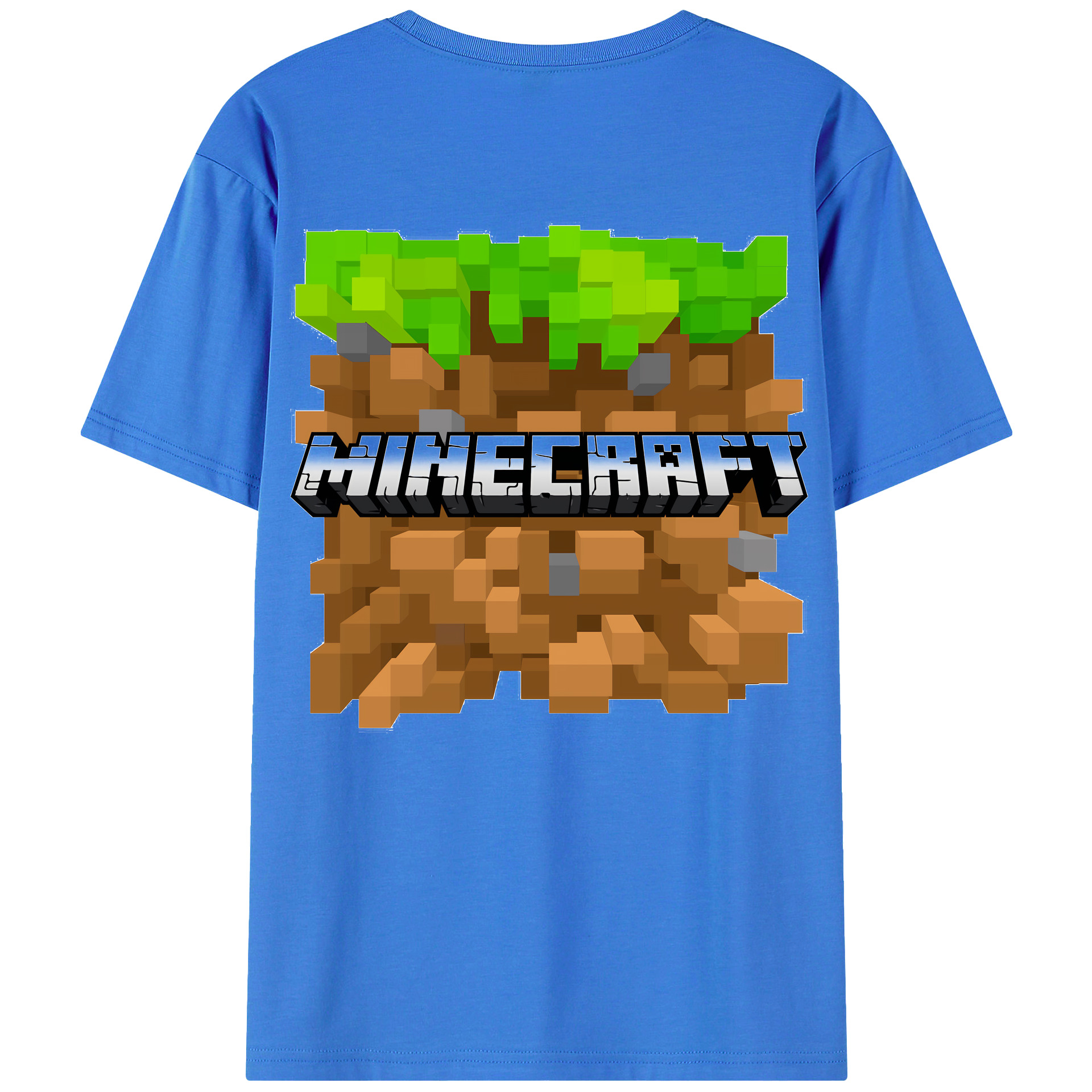 （画像用） マインクラフト ブロックの世界 Minecraft MC Block world 綿100％半袖Tシャツ（背面プリント）