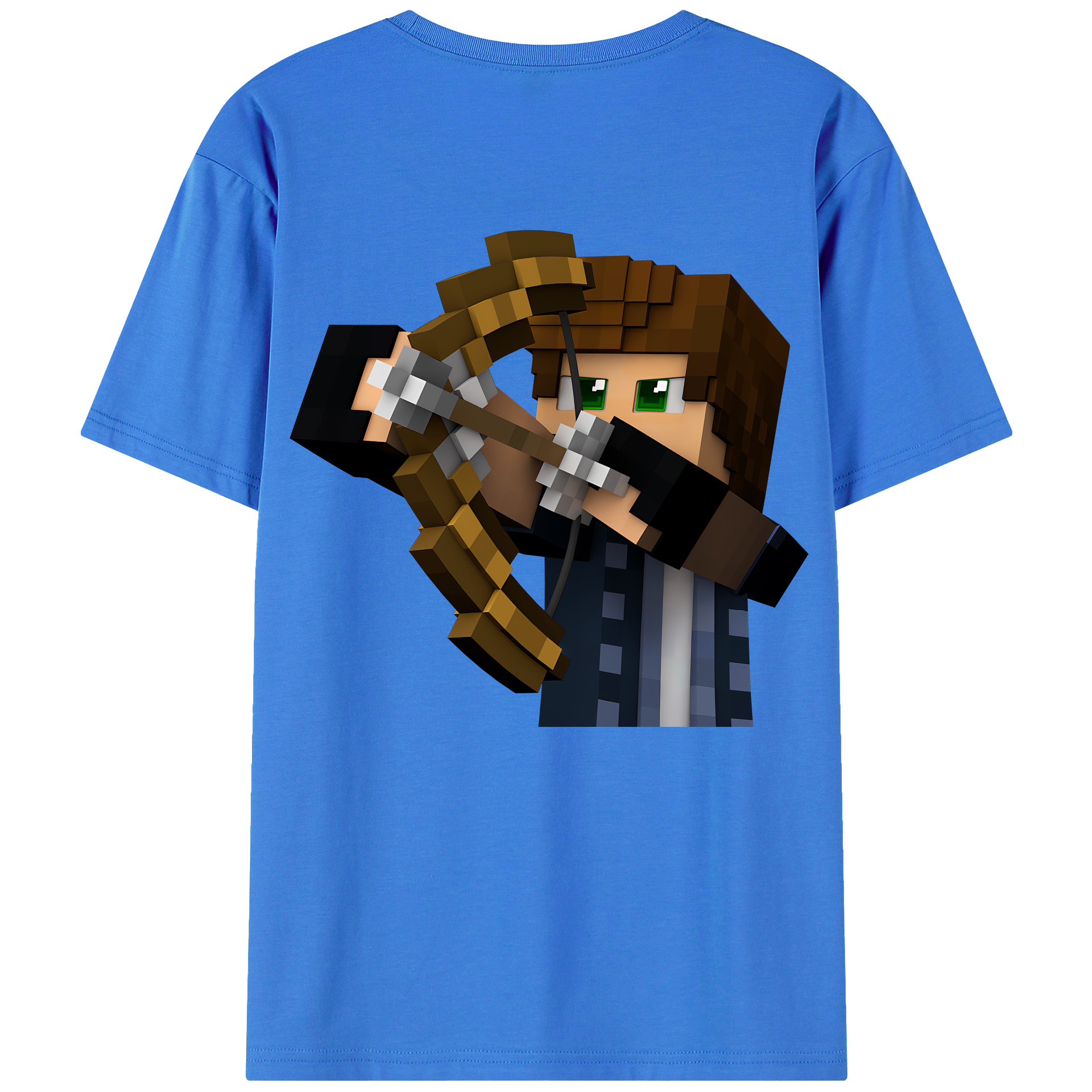 （画像用） マインクラフト ブロックの世界 Minecraft MC Block world 綿100％半袖Tシャツ（背面プリント）