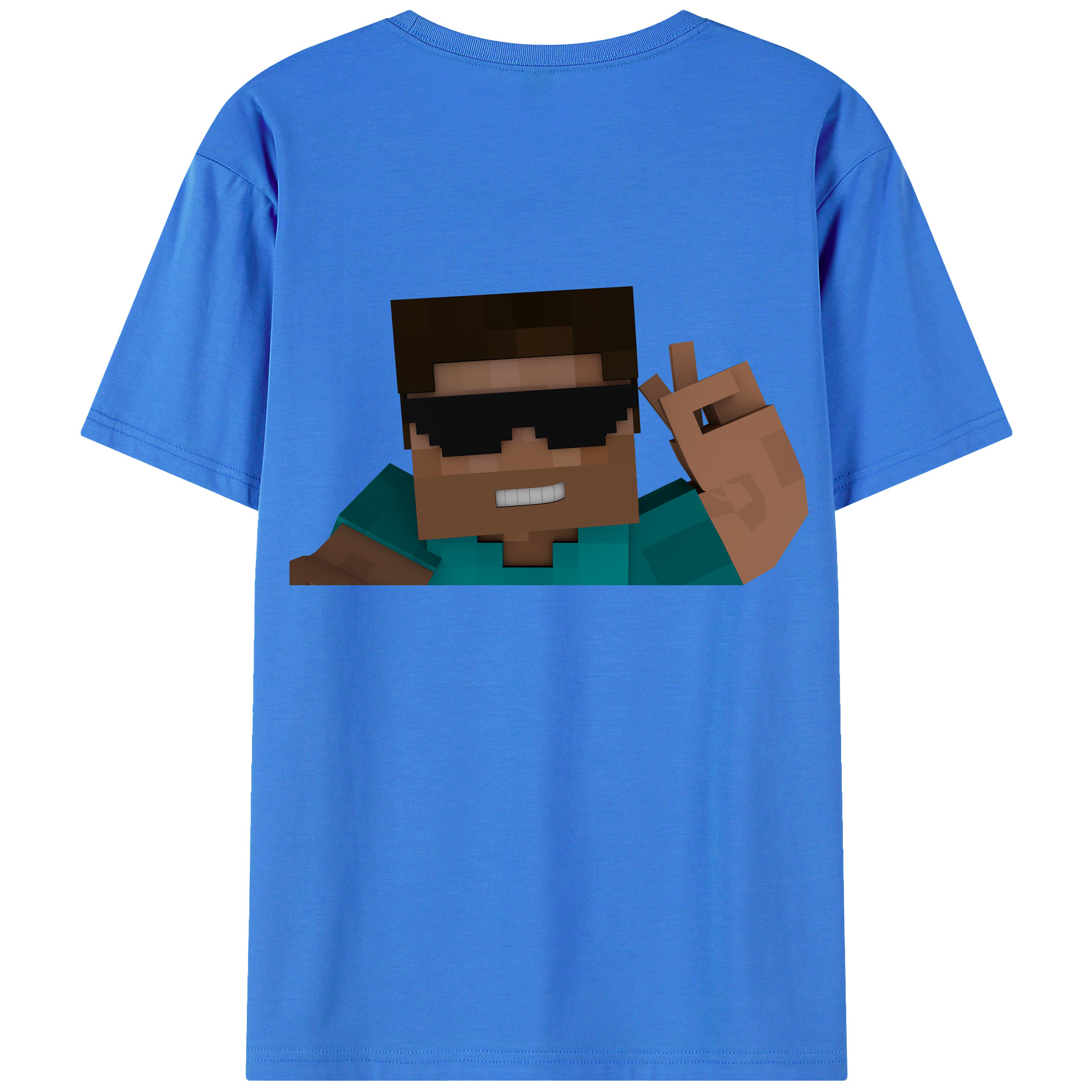 （画像用） マインクラフト ブロックの世界 Minecraft MC Block world 綿100％半袖Tシャツ（背面プリント）