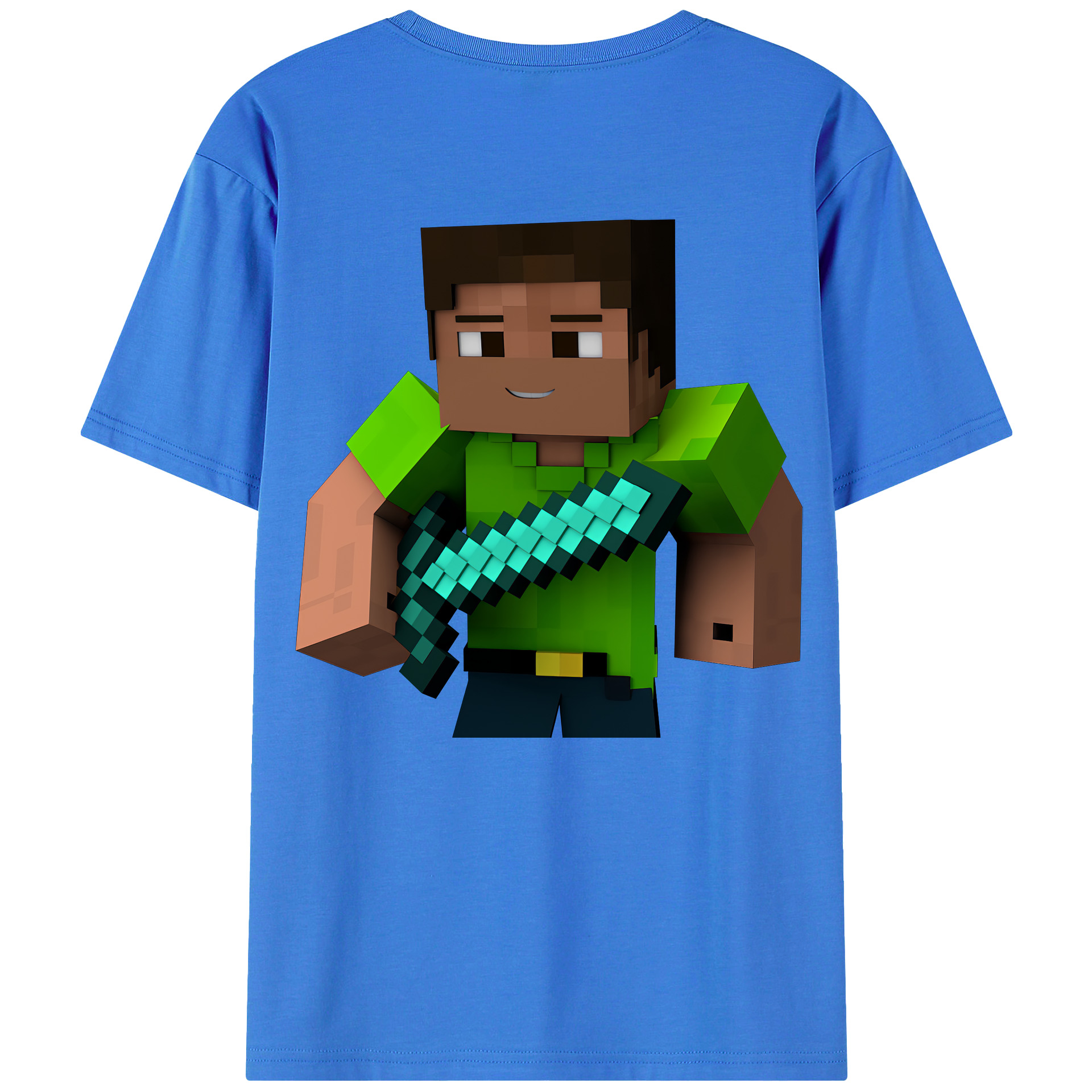（画像用） マインクラフト ブロックの世界 Minecraft MC Block world 綿100％半袖Tシャツ（背面プリント）