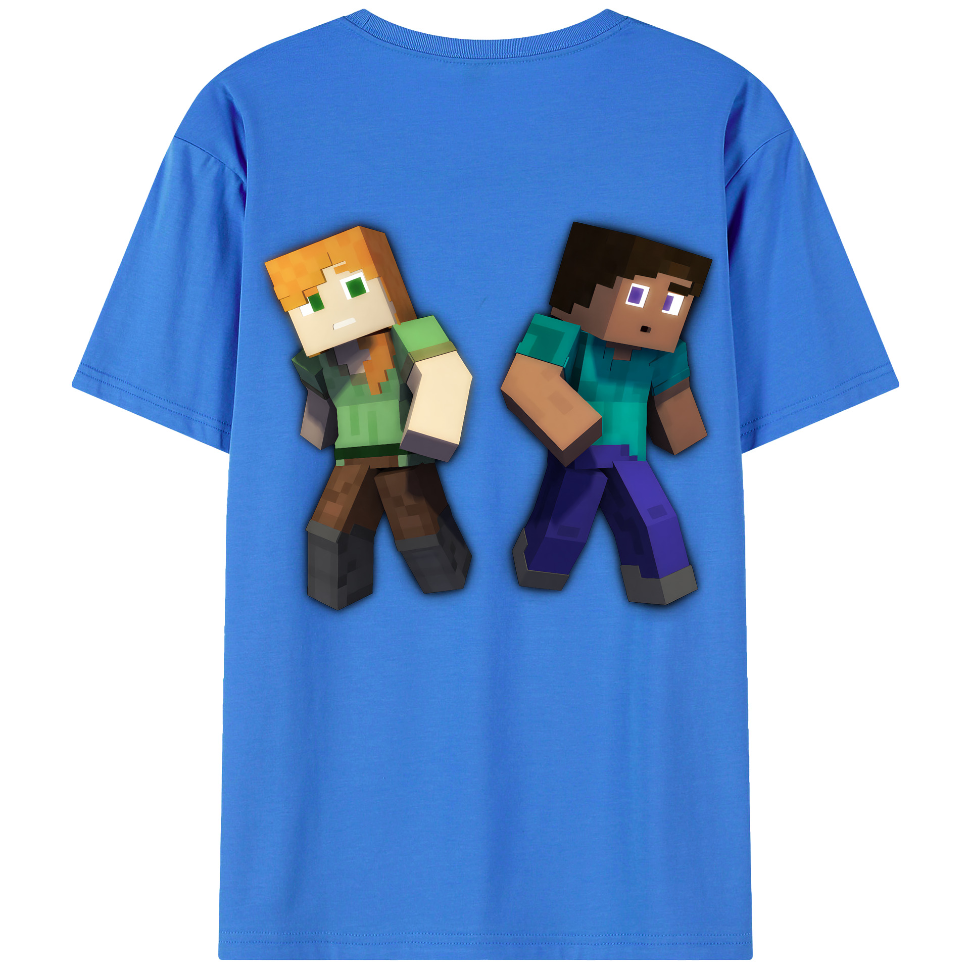 （画像用） マインクラフト ブロックの世界 Minecraft MC Block world 綿100％半袖Tシャツ（背面プリント）