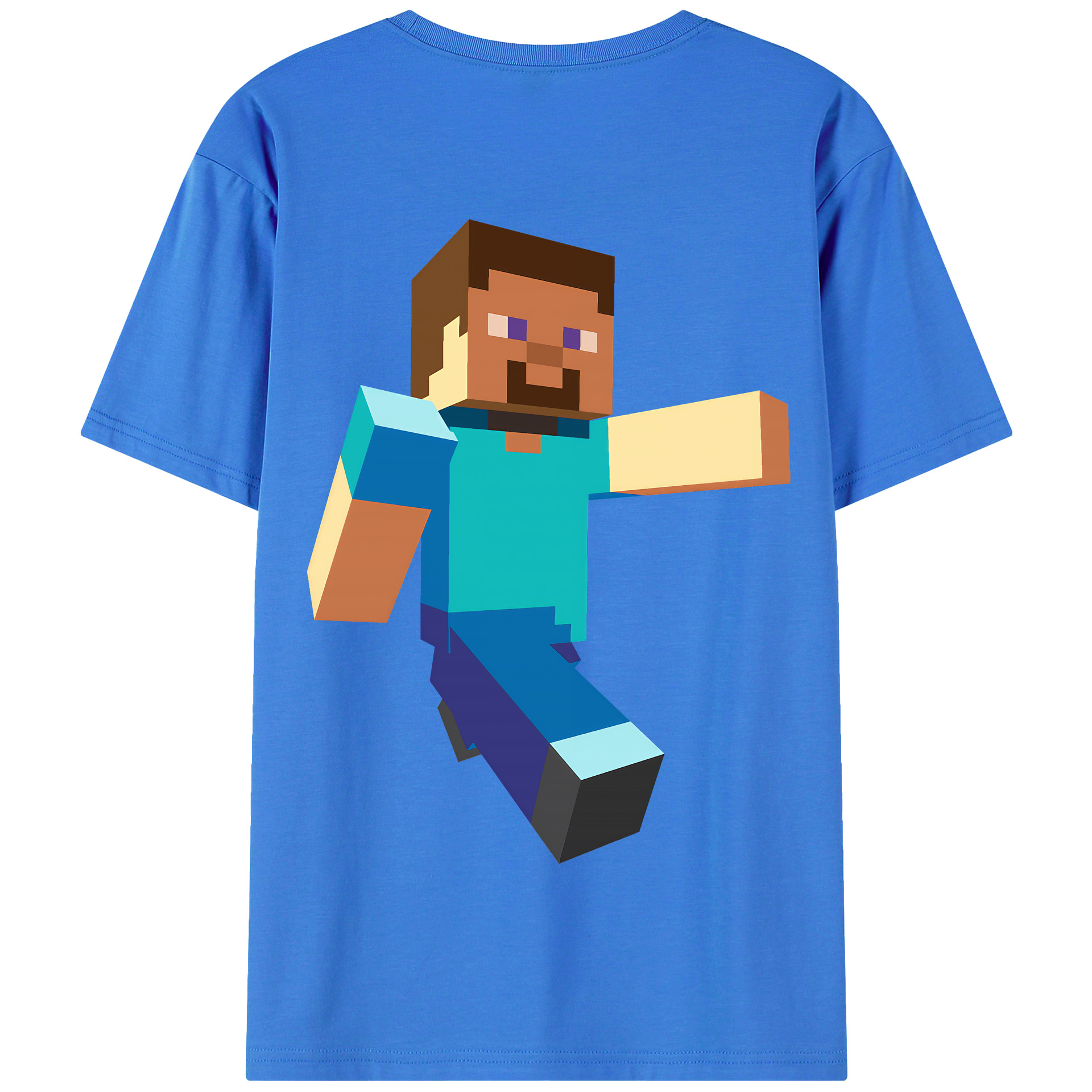 （画像用） マインクラフト ブロックの世界 Minecraft MC Block world 綿100％半袖Tシャツ（背面プリント）
