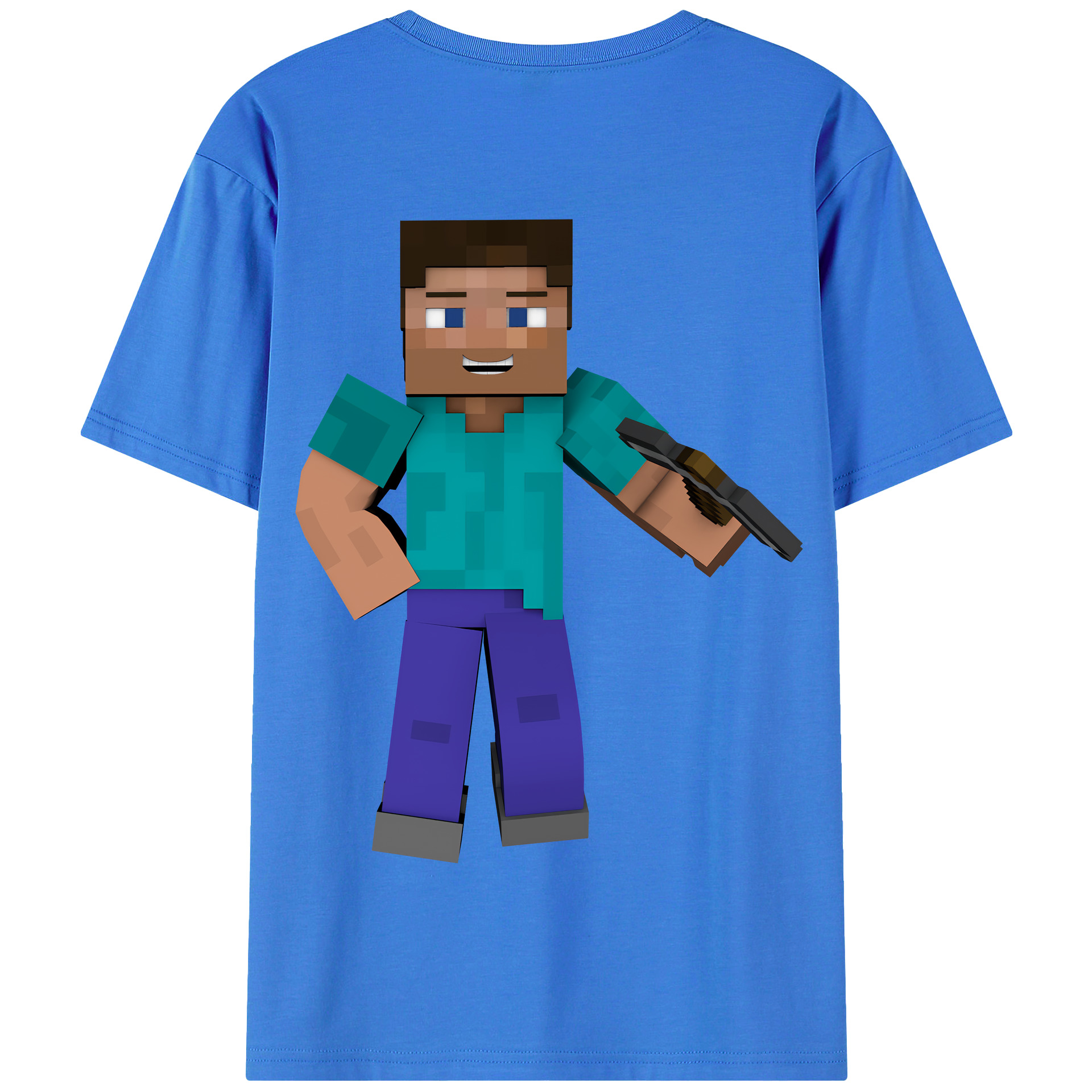（画像用） マインクラフト ブロックの世界 Minecraft MC Block world 綿100％半袖Tシャツ（背面プリント）