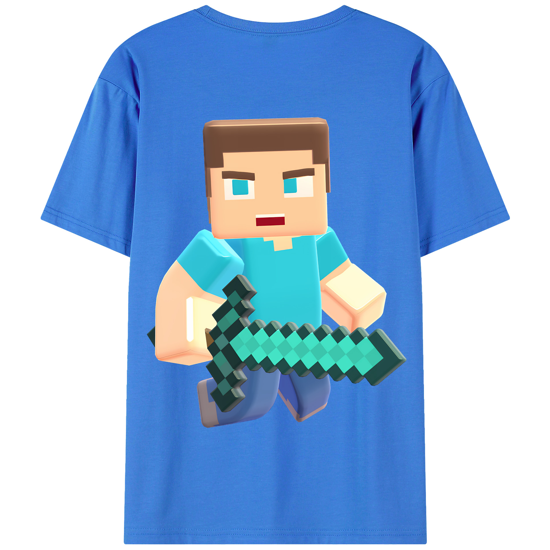 （画像用） マインクラフト ブロックの世界 Minecraft MC Block world 綿100％半袖Tシャツ（背面プリント）