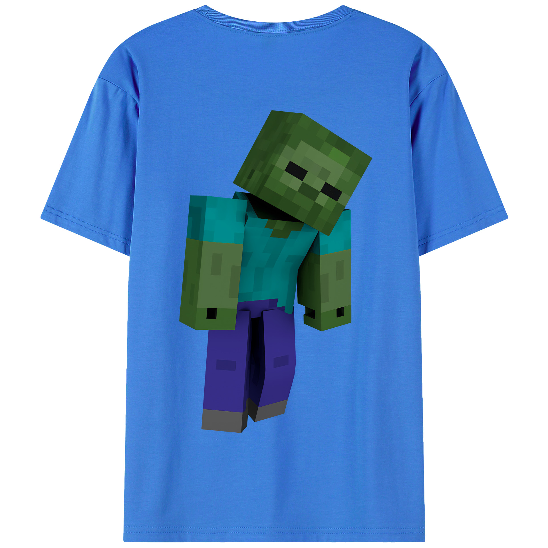（画像用） マインクラフト ブロックの世界 Minecraft MC Block world 綿100％半袖Tシャツ（背面プリント）