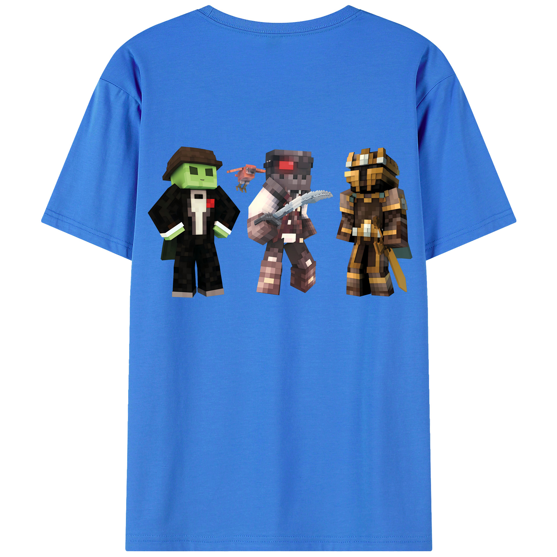 （画像用） マインクラフト ブロックの世界 Minecraft MC Block world 綿100％半袖Tシャツ（背面プリント）