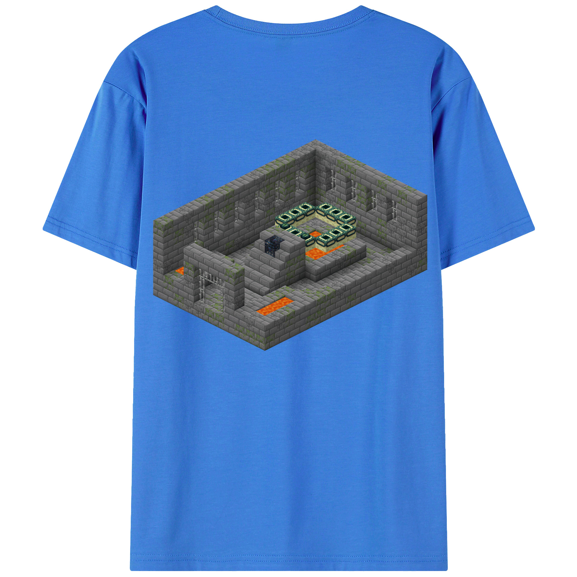 （画像用） マインクラフト ブロックの世界 Minecraft MC Block world 綿100％半袖Tシャツ（背面プリント）