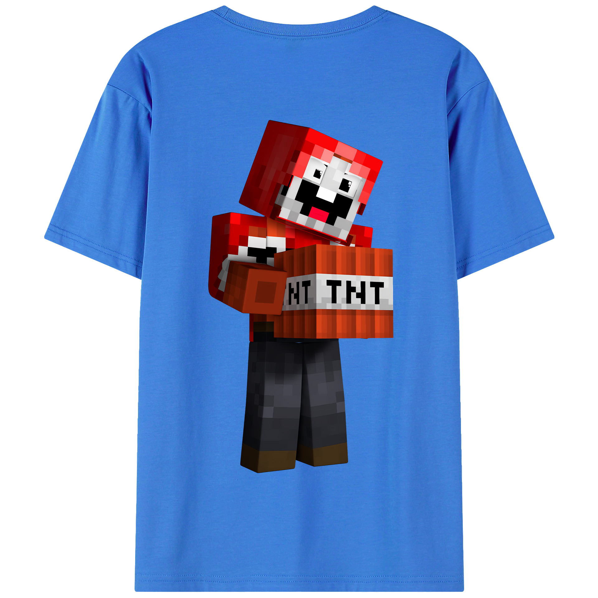 （画像用） マインクラフト ブロックの世界 Minecraft MC Block world 綿100％半袖Tシャツ（背面プリント）