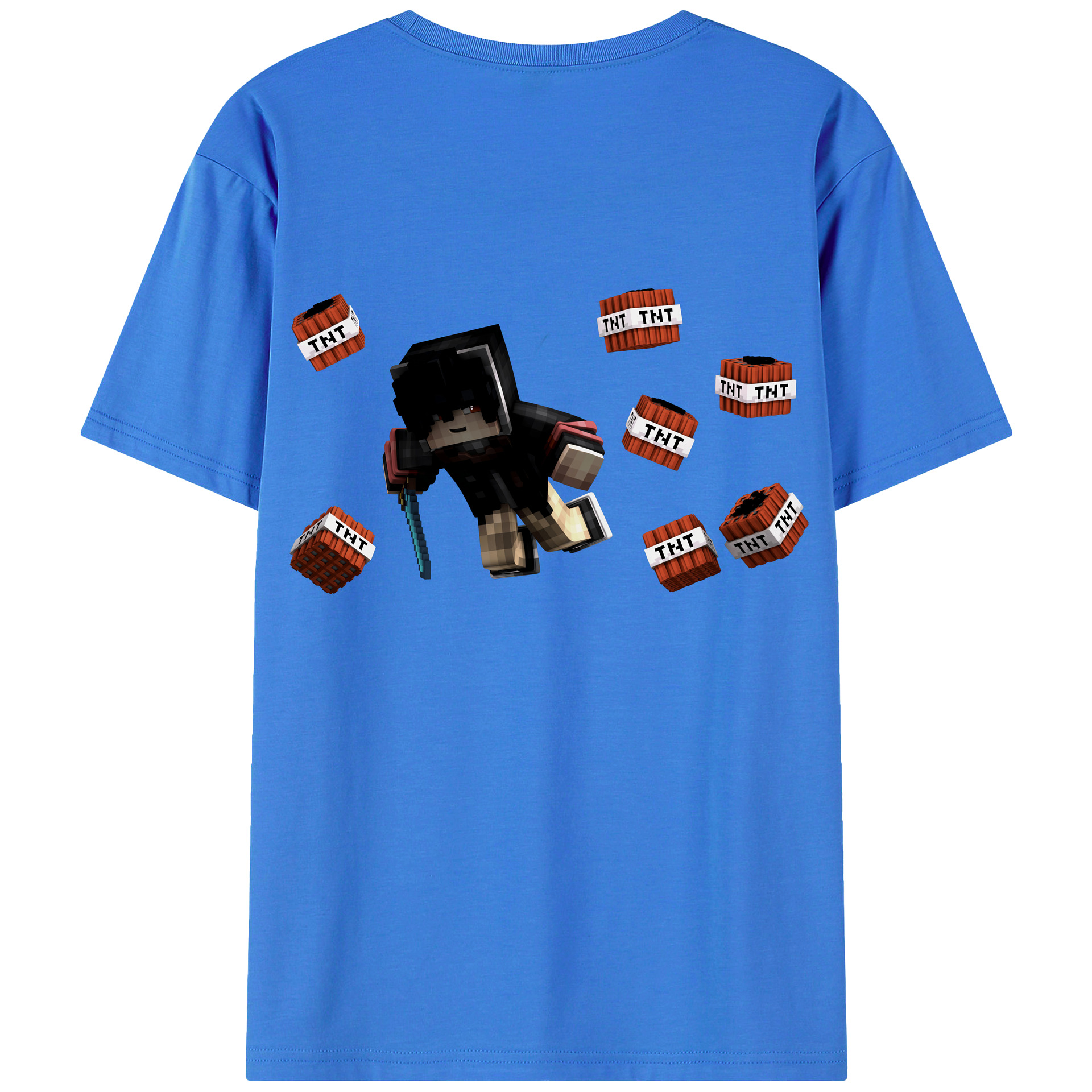 （画像用） マインクラフト ブロックの世界 Minecraft MC Block world 綿100％半袖Tシャツ（背面プリント）