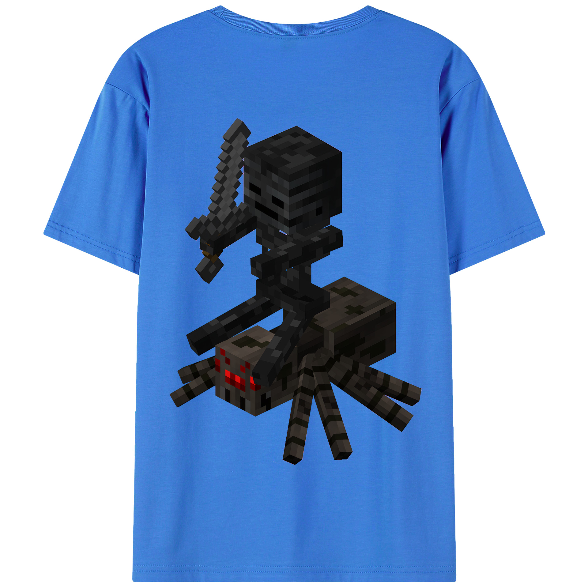 （画像用） マインクラフト ブロックの世界 Minecraft MC Block world 綿100％半袖Tシャツ（背面プリント）