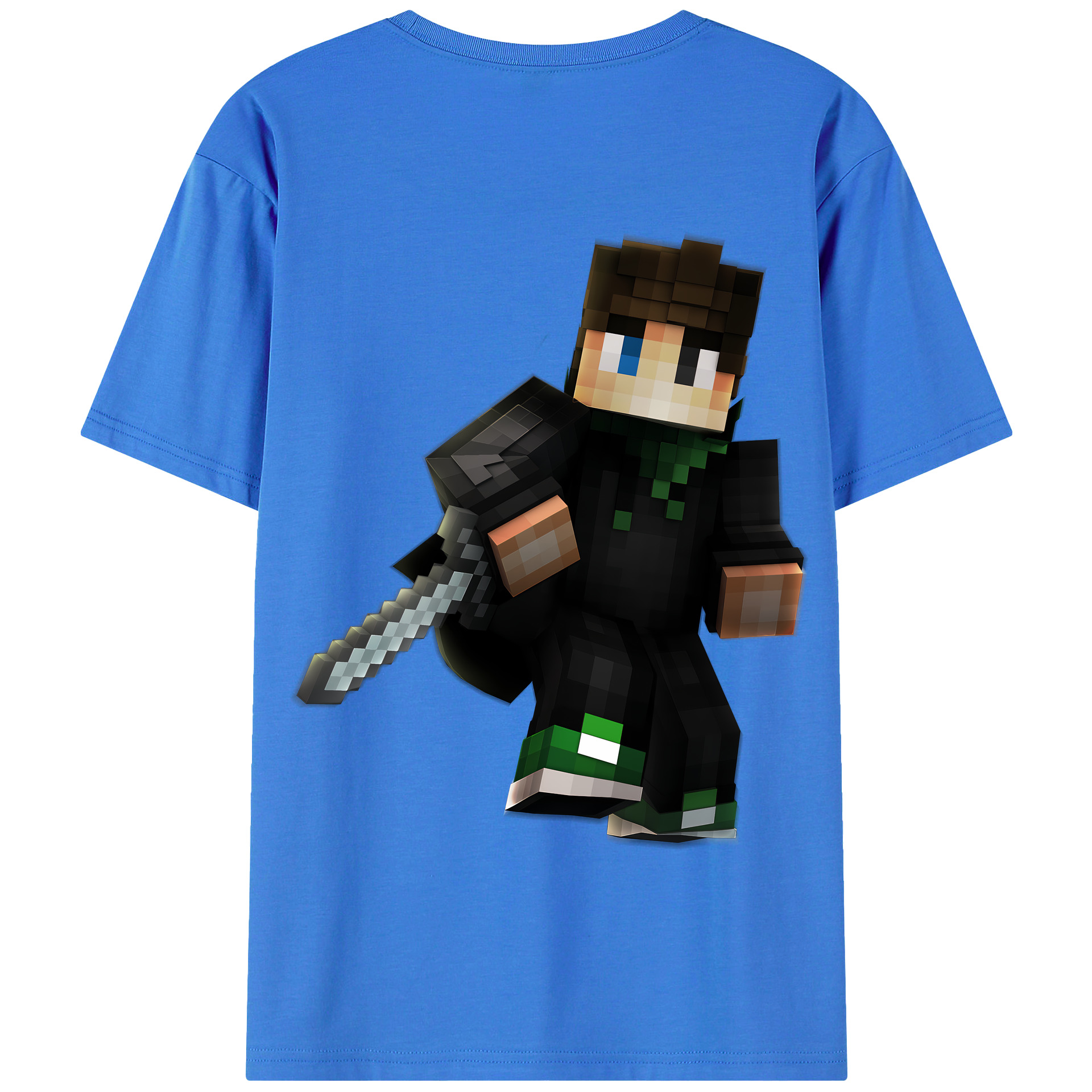 （画像用） マインクラフト ブロックの世界 Minecraft MC Block world 綿100％半袖Tシャツ（背面プリント）