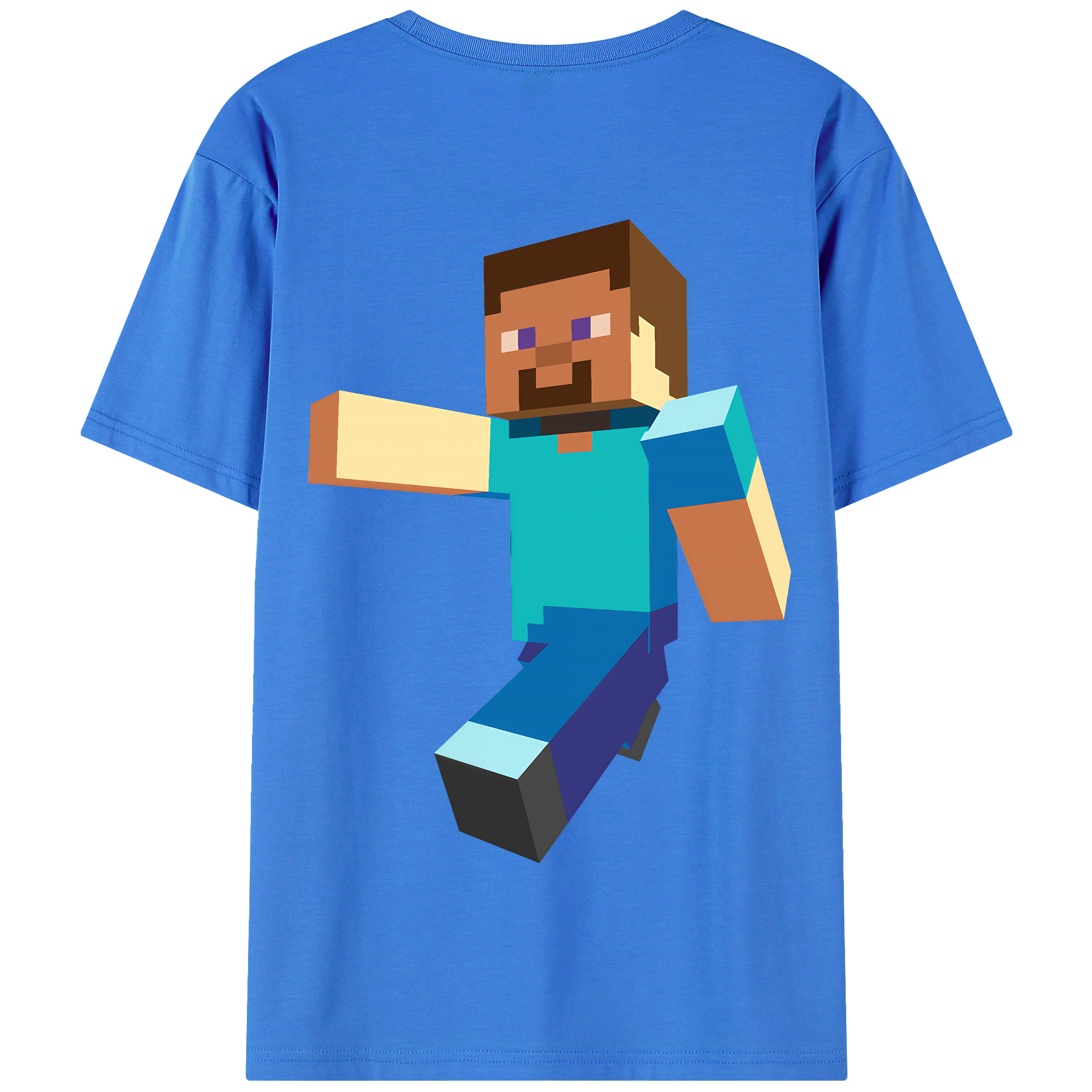 （画像用） マインクラフト ブロックの世界 Minecraft MC Block world 綿100％半袖Tシャツ（背面プリント）