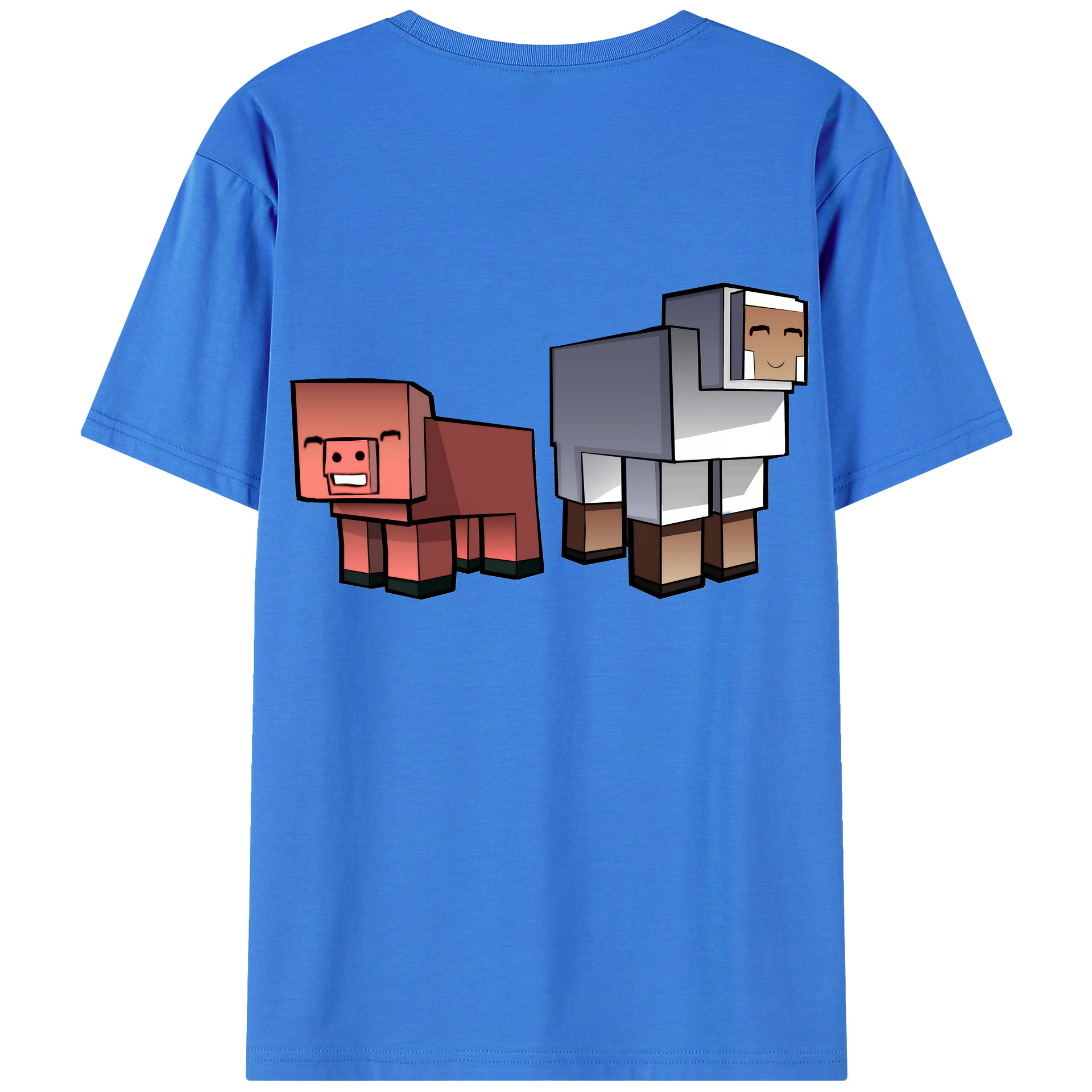 （画像用） マインクラフト ブロックの世界 Minecraft MC Block world 綿100％半袖Tシャツ（背面プリント）