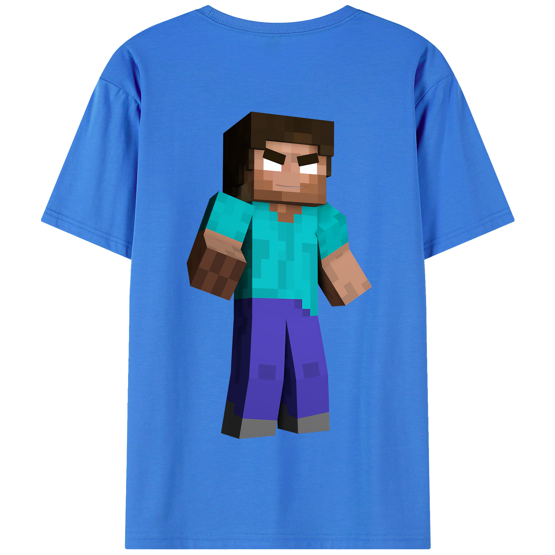 （画像用） マインクラフト ブロックの世界 Minecraft MC Block world 綿100％半袖Tシャツ（背面プリント）