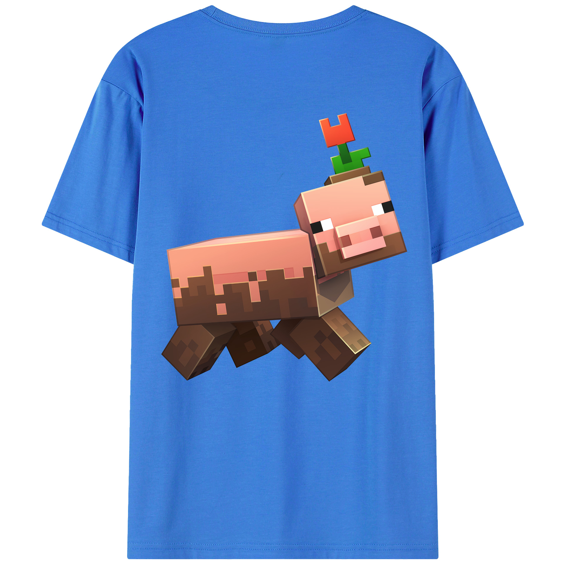 （画像用） マインクラフト ブロックの世界 Minecraft MC Block world 綿100％半袖Tシャツ（背面プリント）