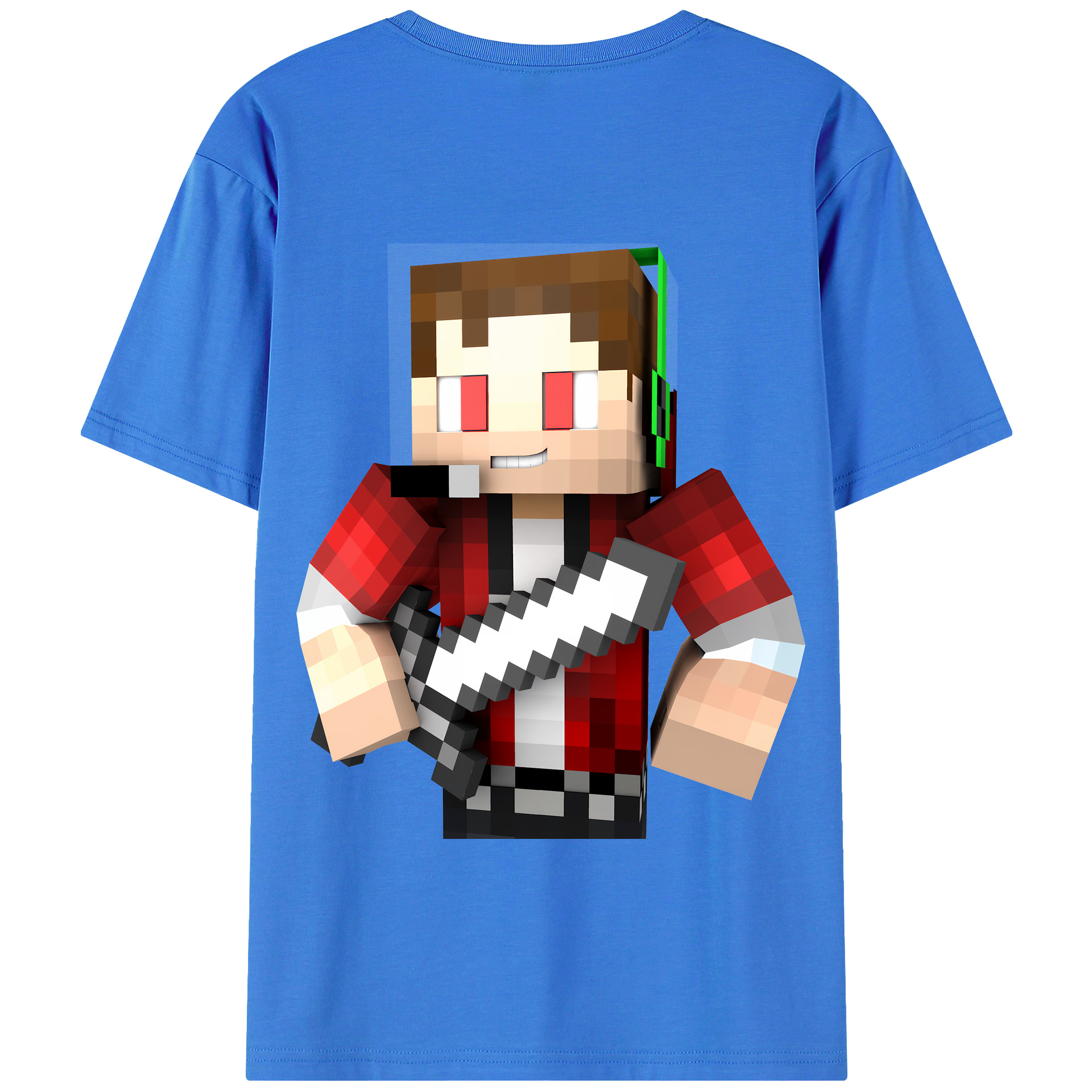 （画像用） マインクラフト ブロックの世界 Minecraft MC Block world 綿100％半袖Tシャツ（背面プリント）