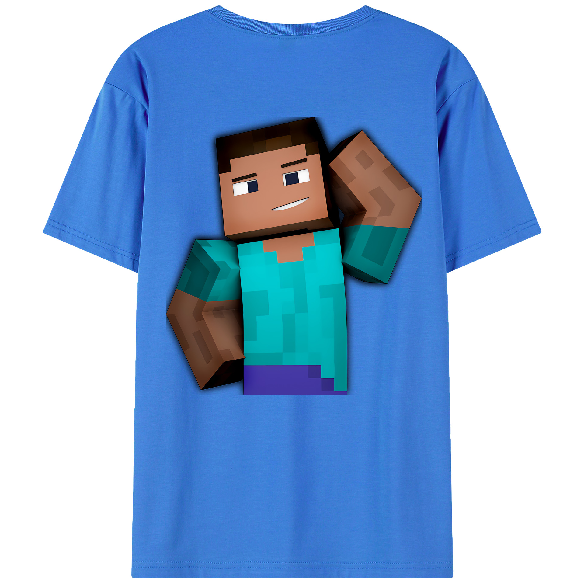 （画像用） マインクラフト ブロックの世界 Minecraft MC Block world 綿100％半袖Tシャツ（背面プリント）