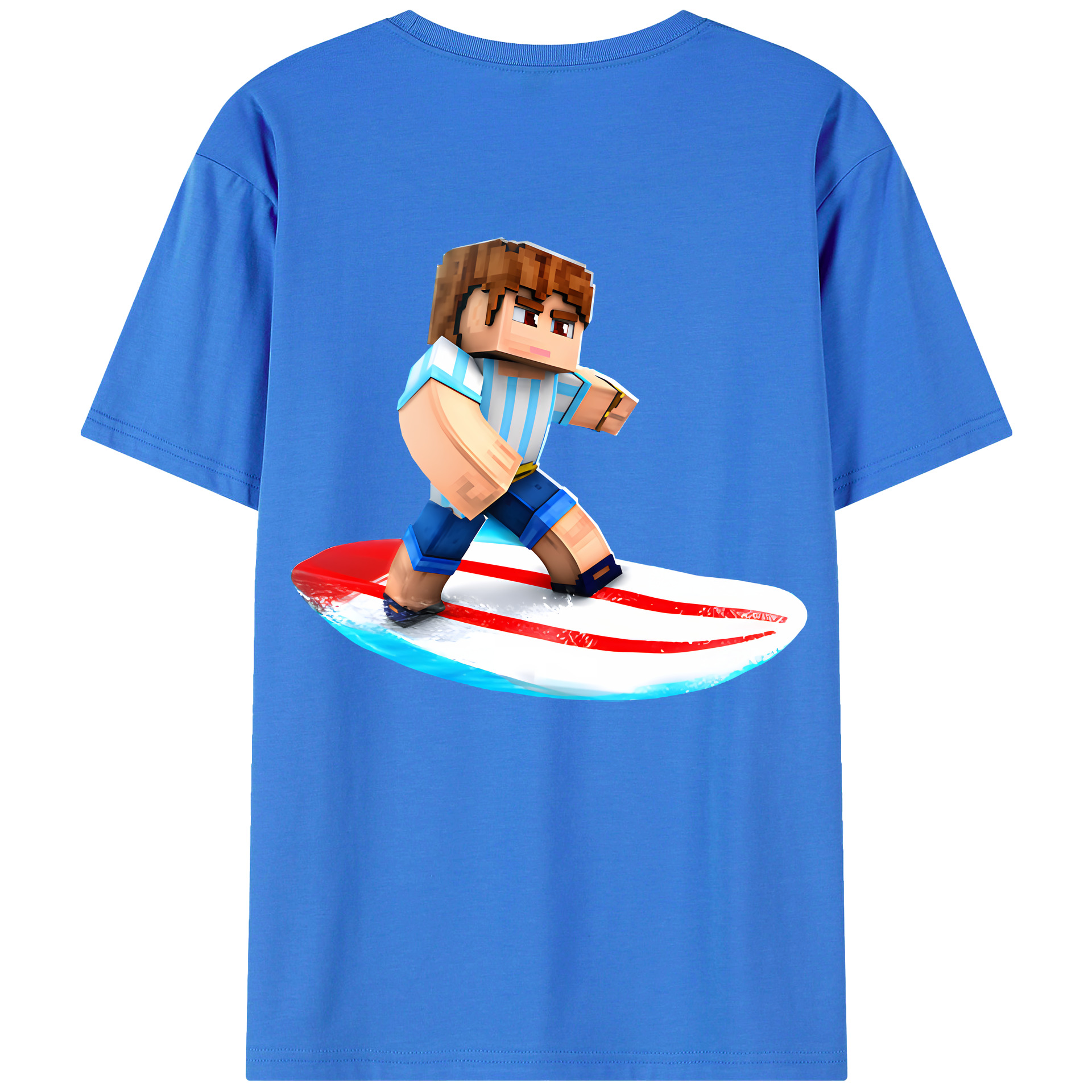 （画像用） マインクラフト ブロックの世界 Minecraft MC Block world 綿100％半袖Tシャツ（背面プリント）