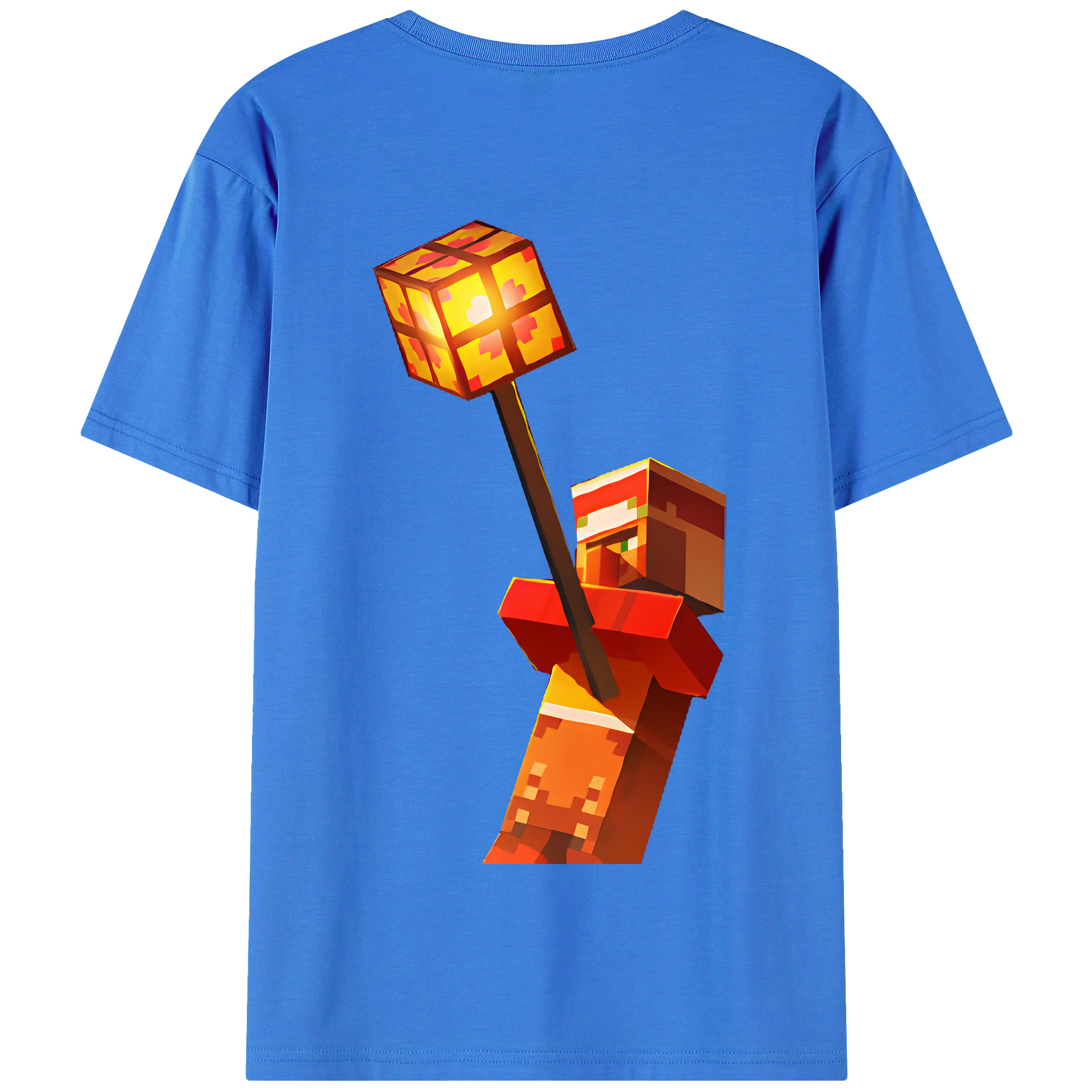 （画像用） マインクラフト ブロックの世界 Minecraft MC Block world 綿100％半袖Tシャツ（背面プリント）